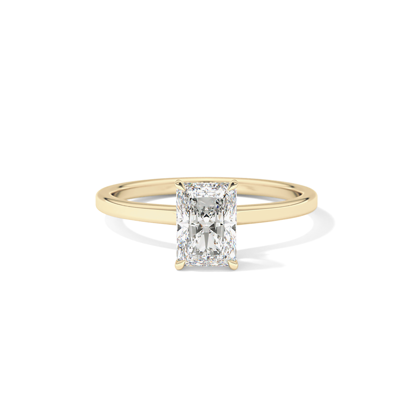 Radiant Cut 1.21 Carat Moissanite Ring – Hidden Halo Setting in Gold