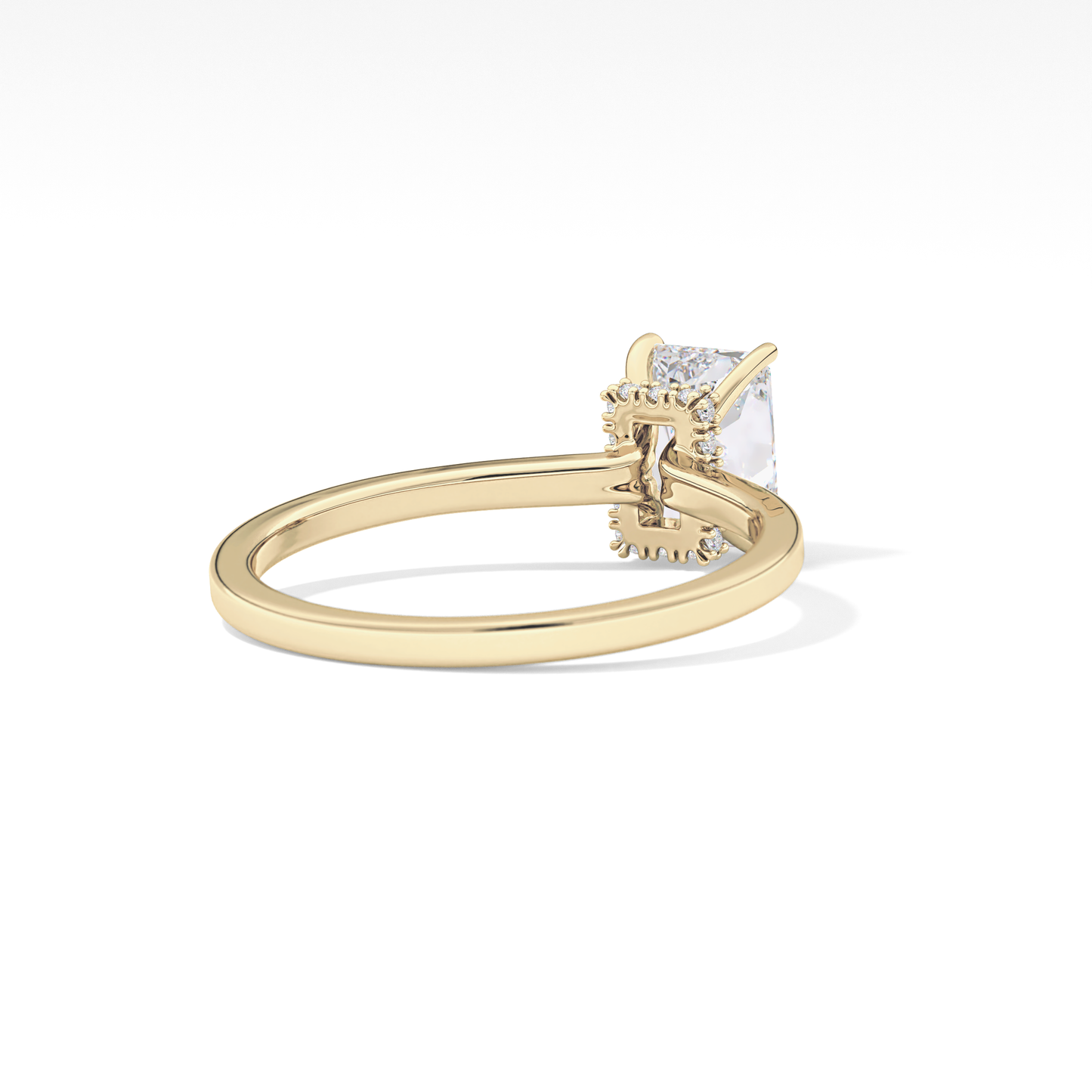 Radiant Cut 1.21 Carat Moissanite Ring – Hidden Halo Setting in Gold