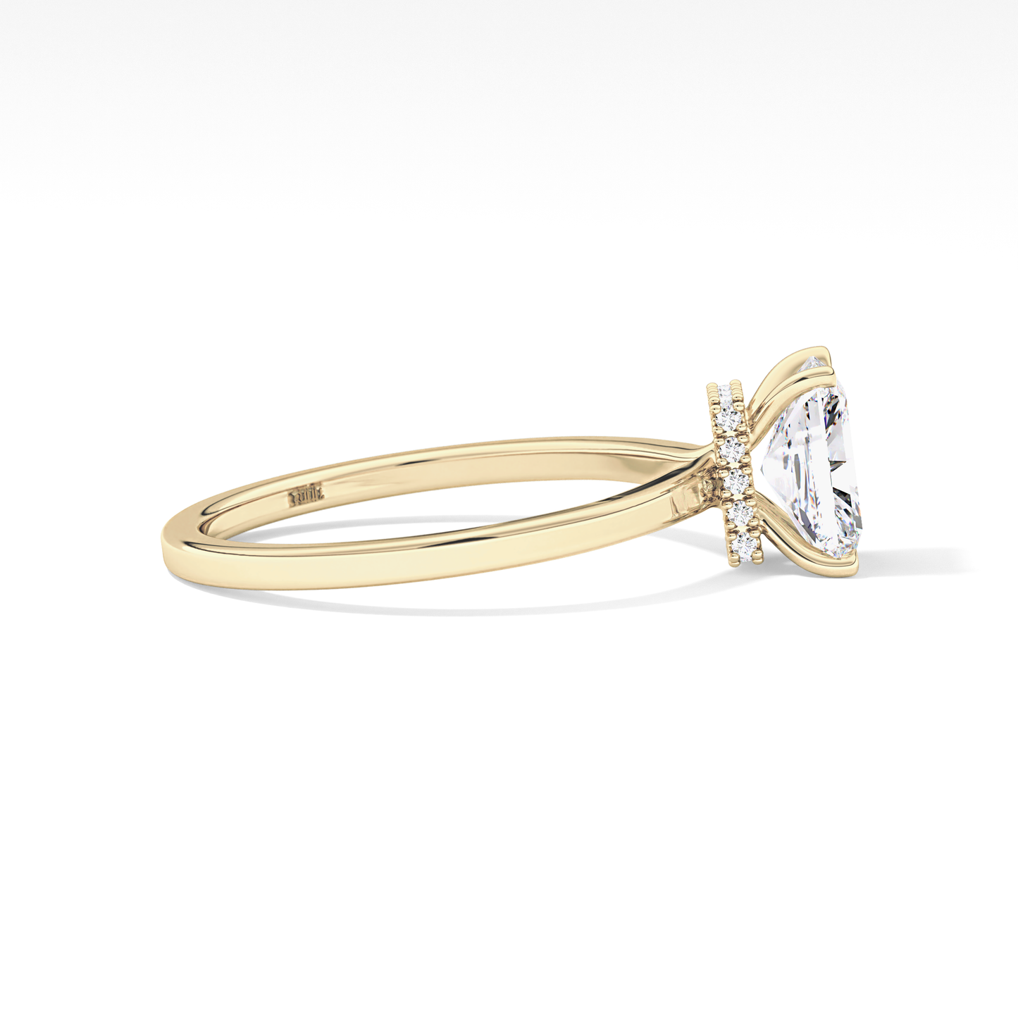 Radiant Cut 1.21 Carat Moissanite Ring – Hidden Halo Setting in Gold