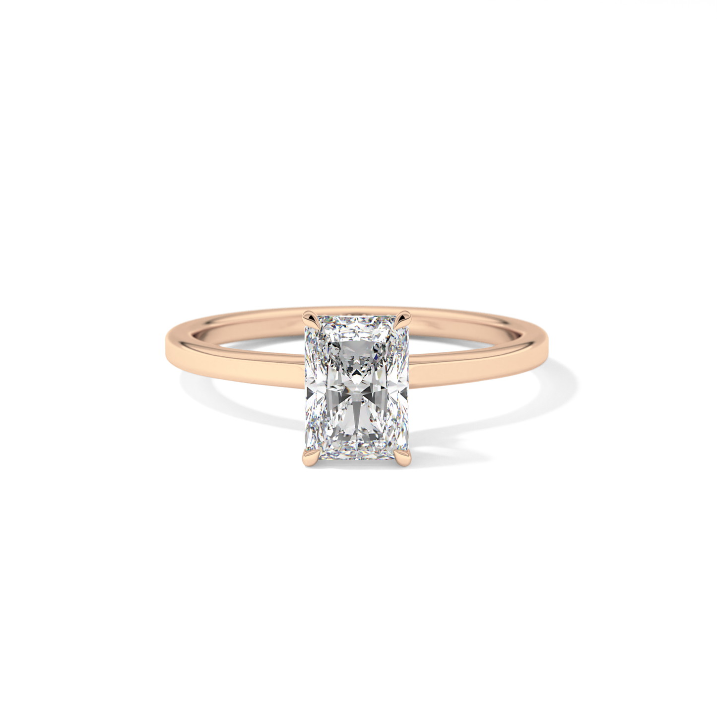 Radiant Cut 1.21 Carat Moissanite Ring – Hidden Halo Setting in Gold
