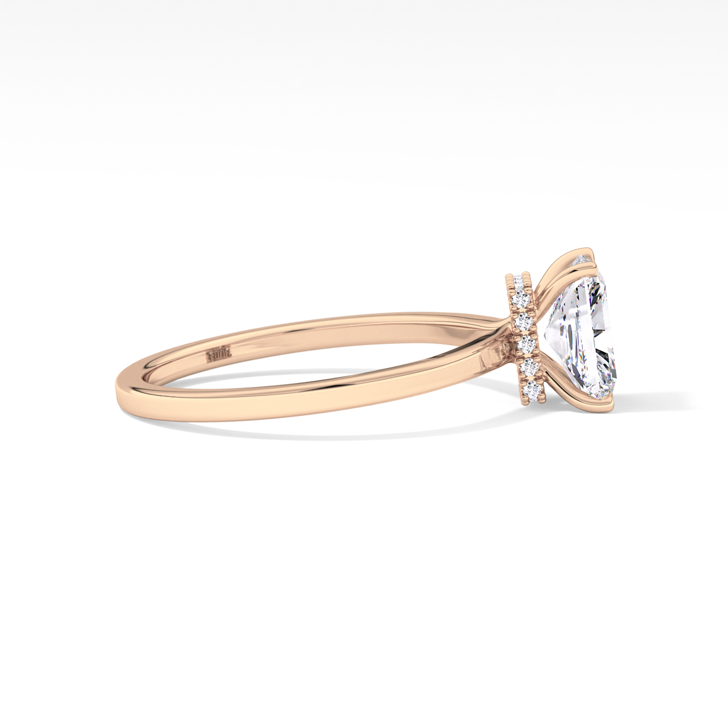 Radiant Cut 1.21 Carat Moissanite Ring – Hidden Halo Setting in Gold