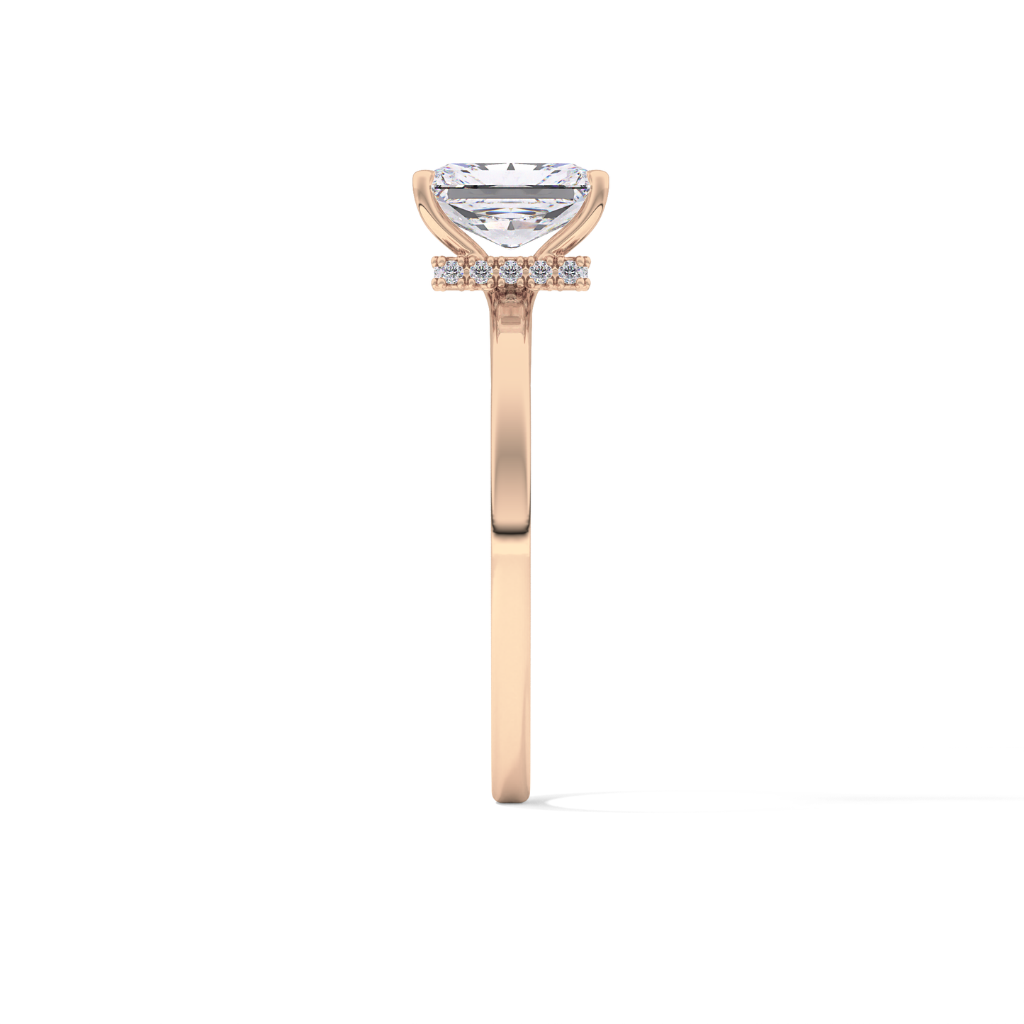 Radiant Cut 1.21 Carat Moissanite Ring – Hidden Halo Setting in Gold