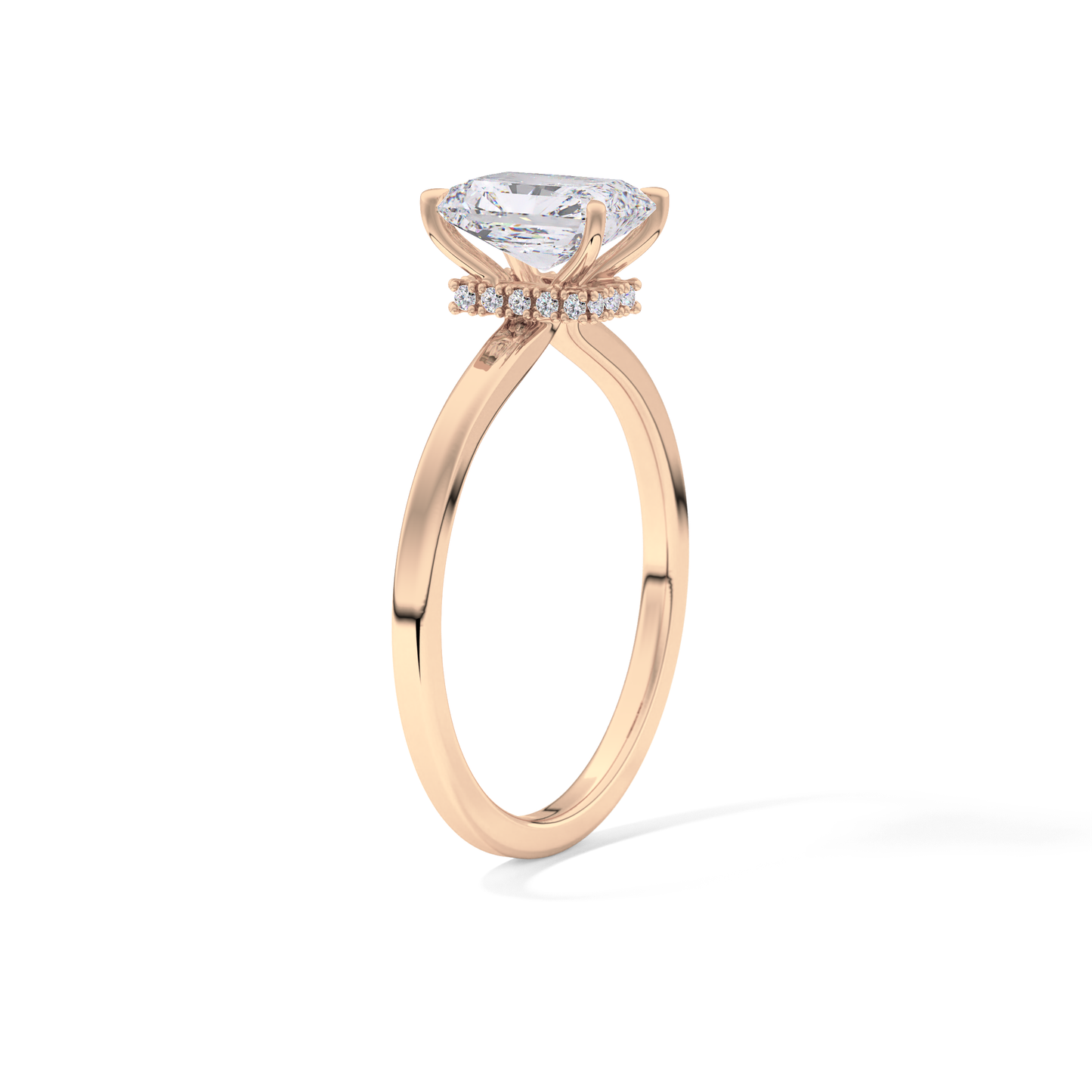 Radiant Cut 1.21 Carat Moissanite Ring – Hidden Halo Setting in Gold
