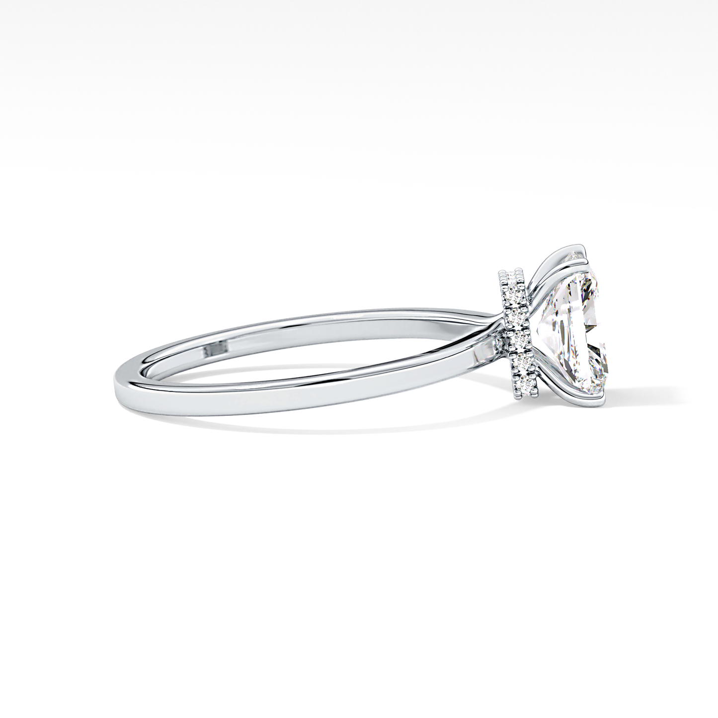 Radiant Cut 1.21 Carat Moissanite Ring – Hidden Halo Setting in Gold
