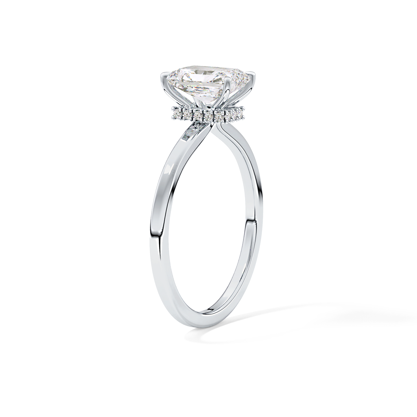 Radiant Cut 1.21 Carat Moissanite Ring – Hidden Halo Setting in Gold