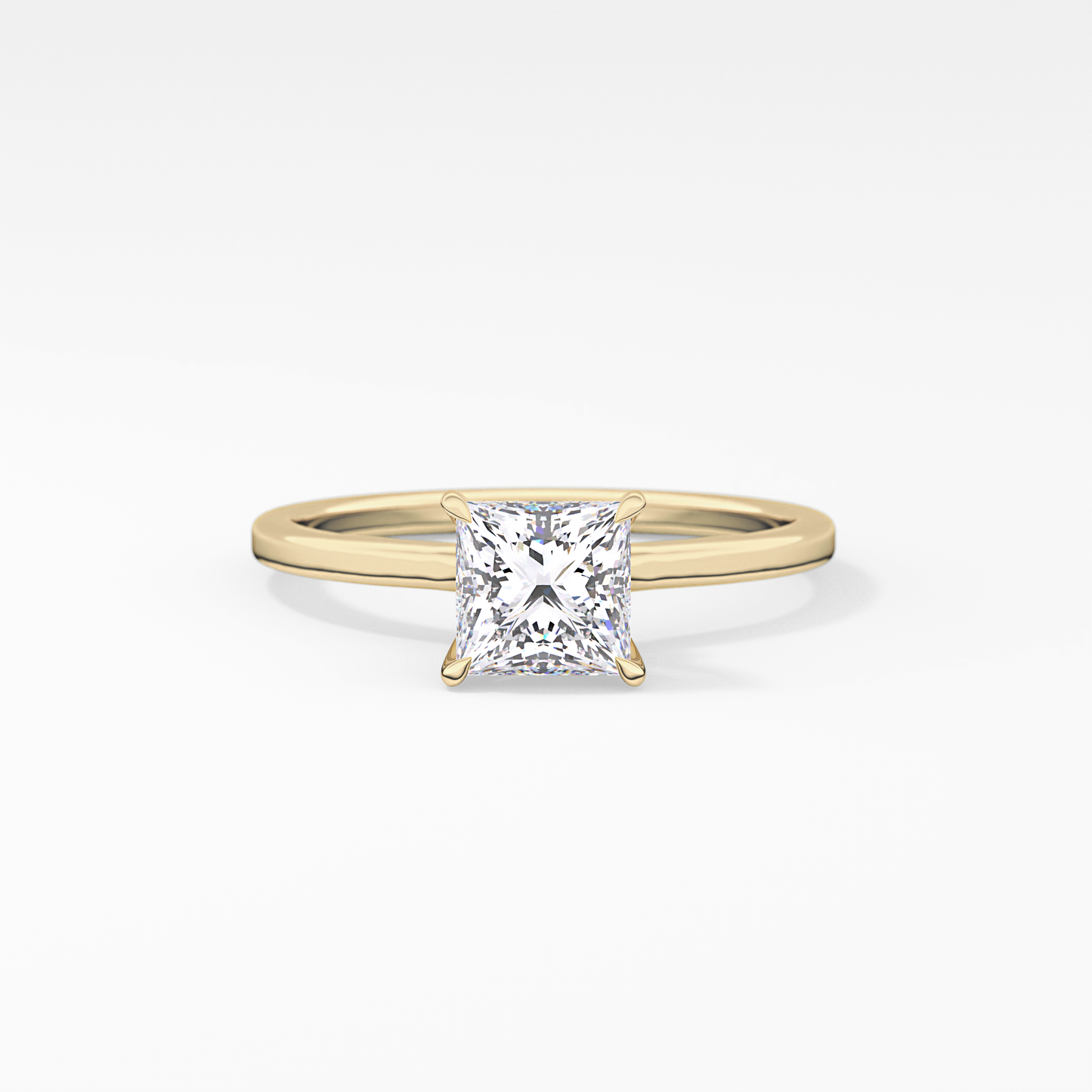 Princess Cut 1.04 Carat Moissanite Ring – Hidden Halo Setting in Gold