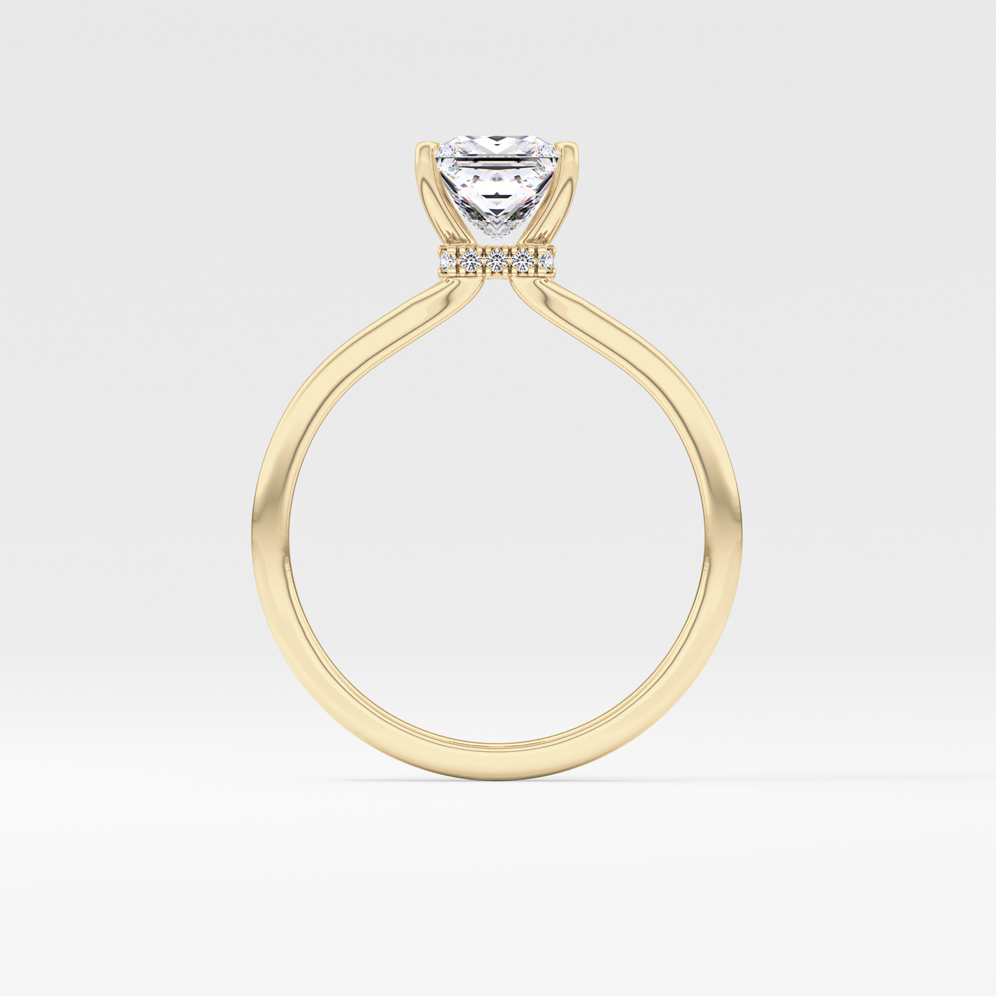 Princess Cut 1.04 Carat Moissanite Ring – Hidden Halo Setting in Gold