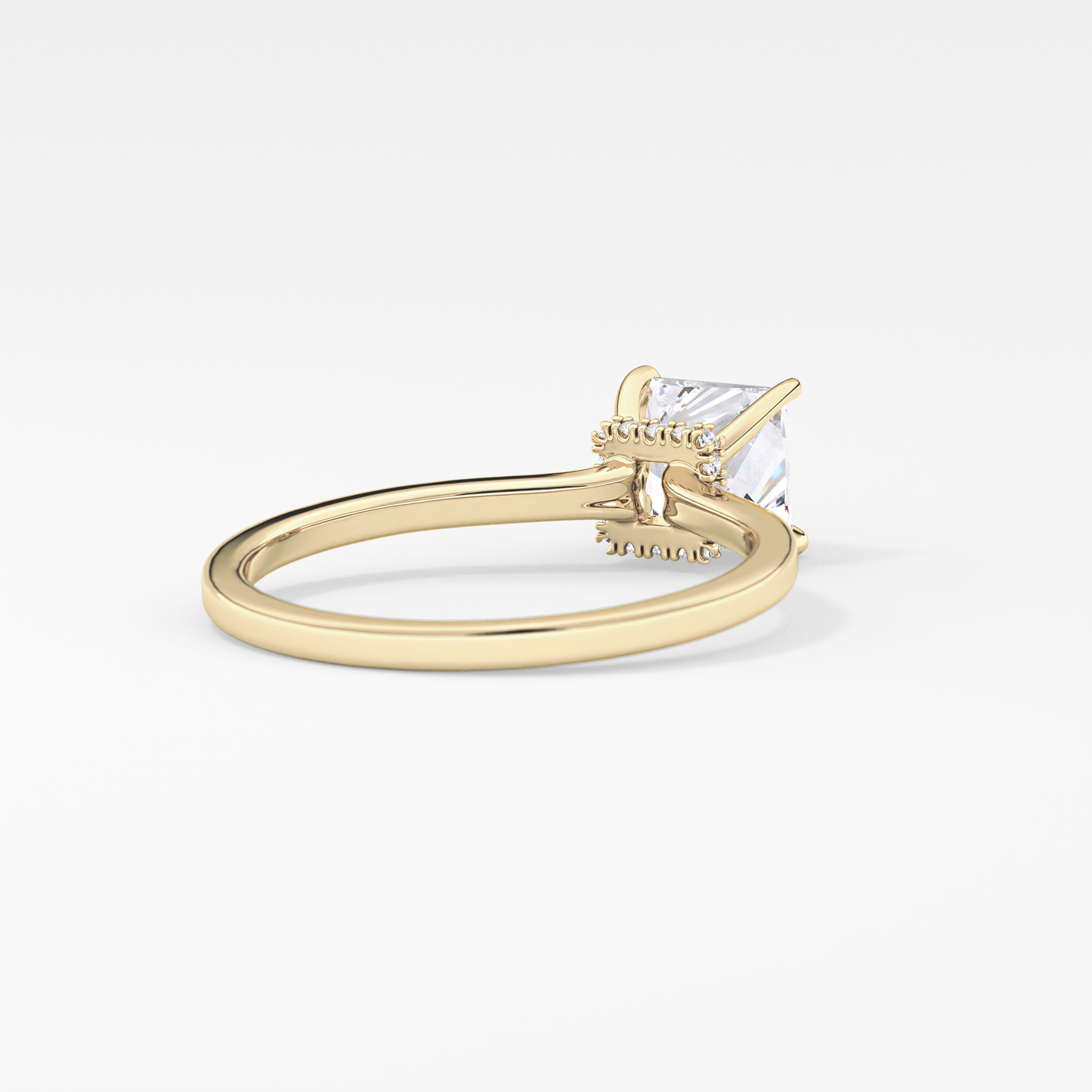 Princess Cut 1.04 Carat Moissanite Ring – Hidden Halo Setting in Gold
