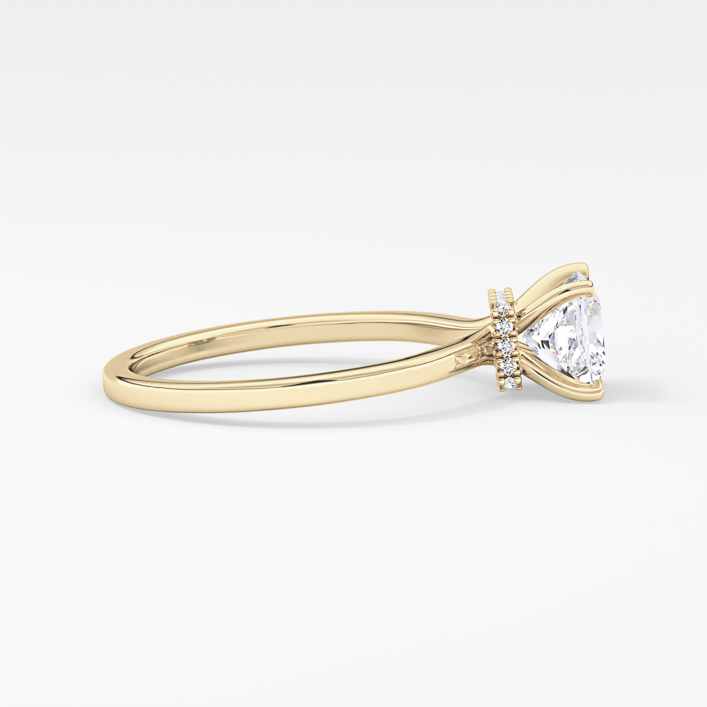 Princess Cut 1.04 Carat Moissanite Ring – Hidden Halo Setting in Gold