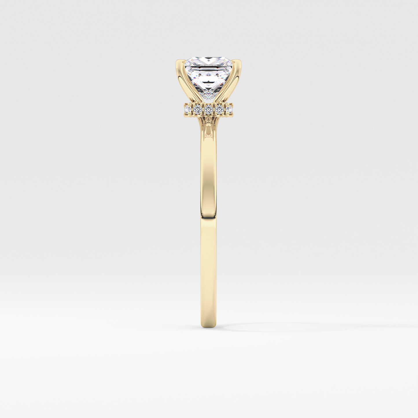 Princess Cut 1.04 Carat Moissanite Ring – Hidden Halo Setting in Gold