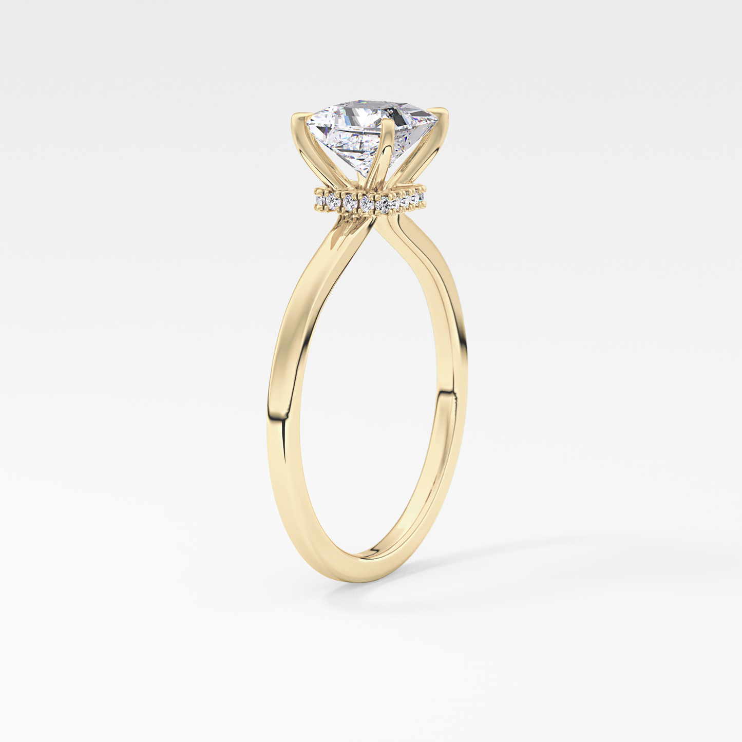 Princess Cut 1.04 Carat Moissanite Ring – Hidden Halo Setting in Gold