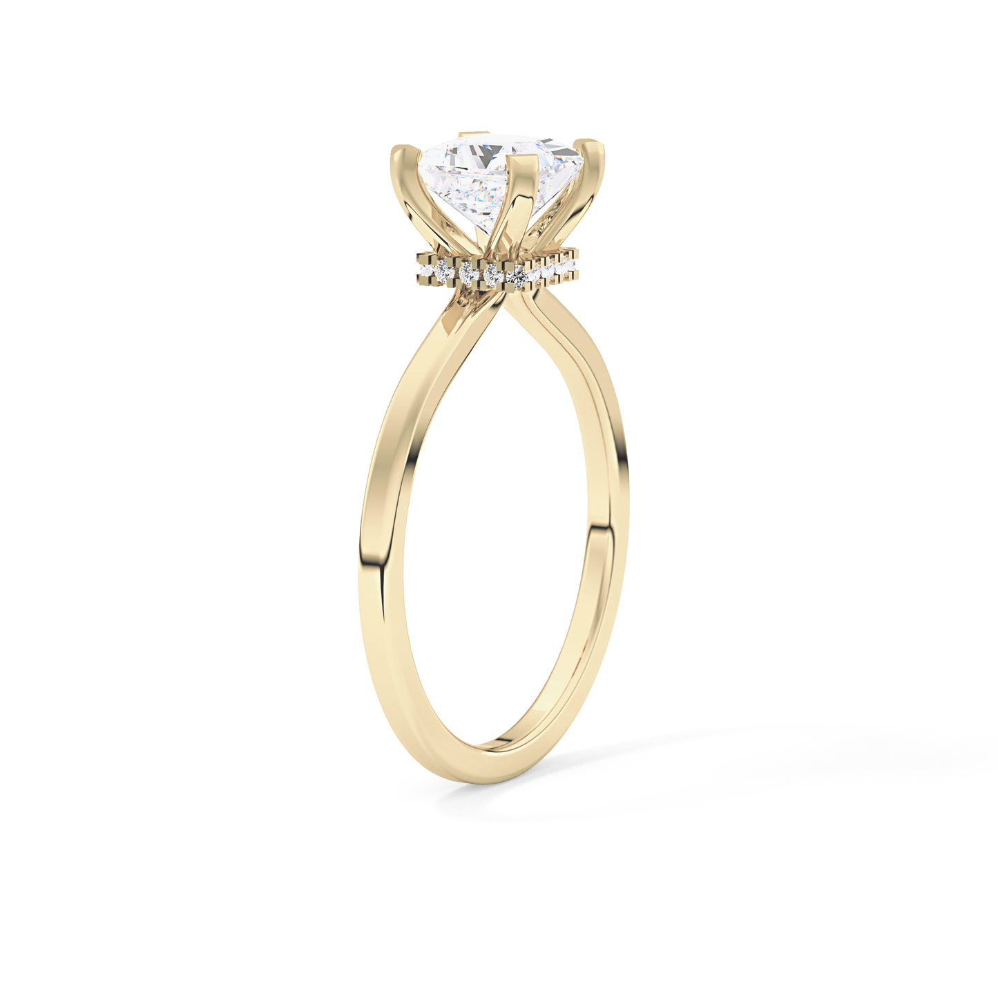 Princess Cut 1.04 Carat Moissanite Ring – Hidden Halo Setting in Gold