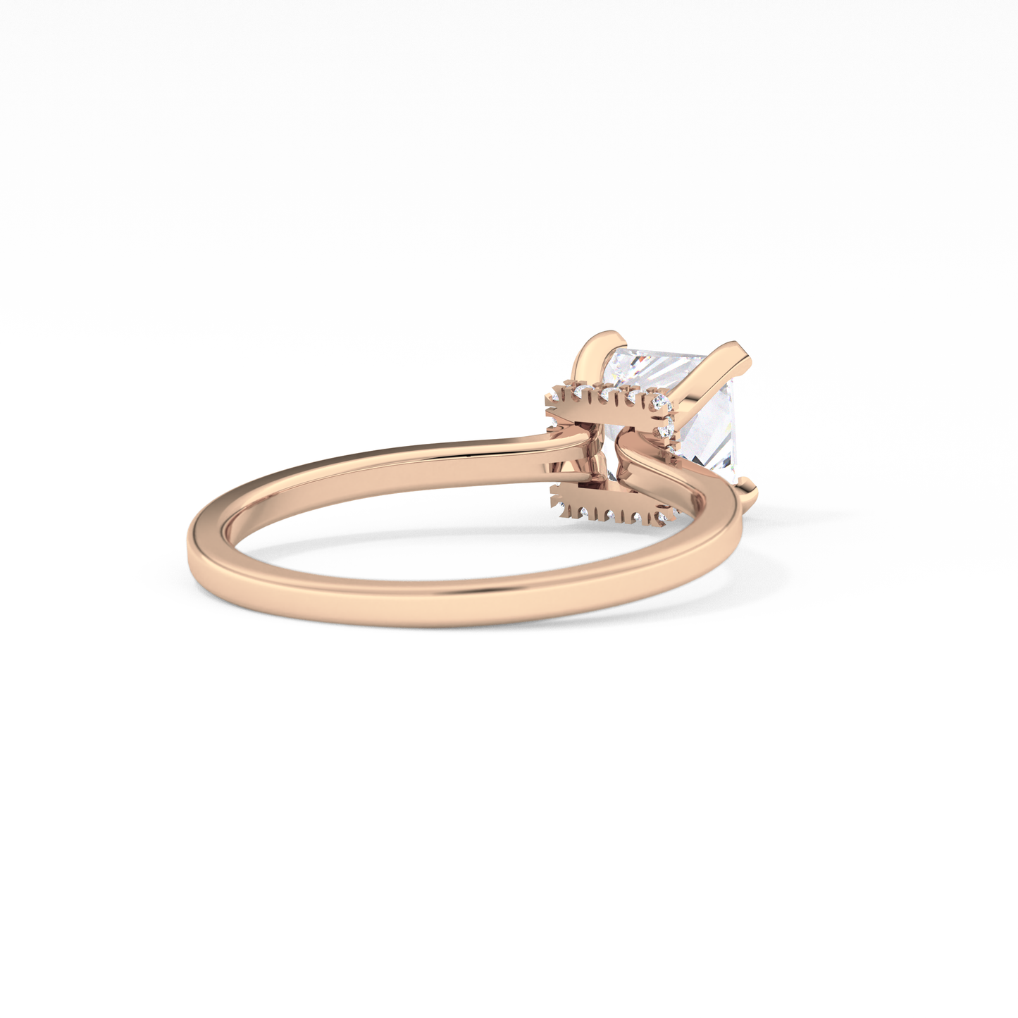 Princess Cut 1.04 Carat Moissanite Ring – Hidden Halo Setting in Gold