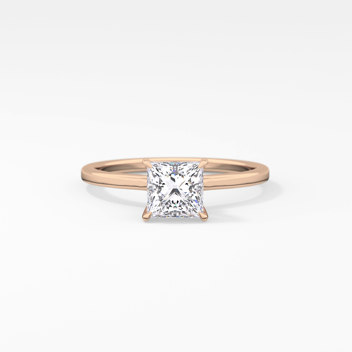 Princess Cut 1.04 Carat Moissanite Ring – Hidden Halo Setting in Gold