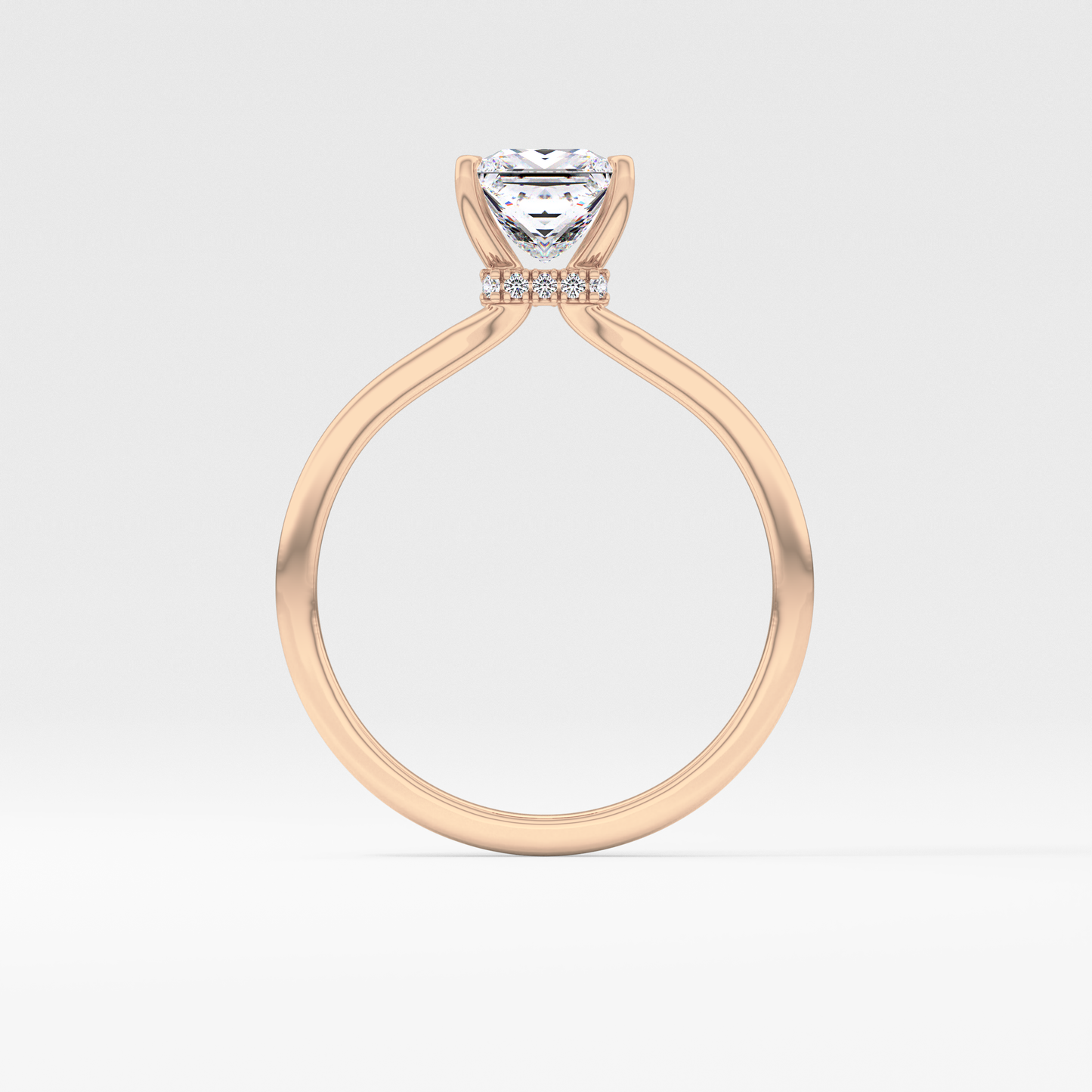 Princess Cut 1.04 Carat Moissanite Ring – Hidden Halo Setting in Gold