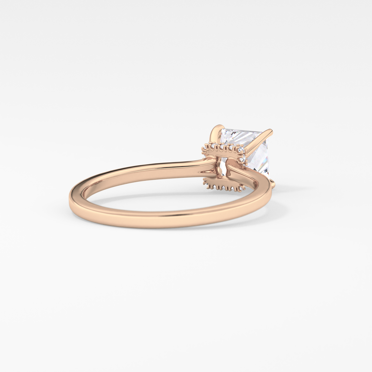Princess Cut 1.04 Carat Moissanite Ring – Hidden Halo Setting in Gold