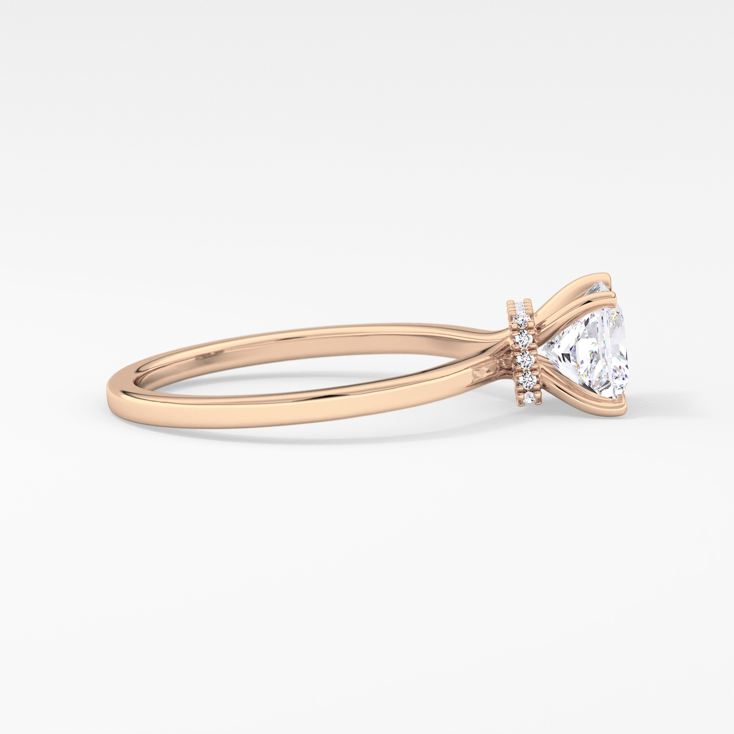 Princess Cut 1.04 Carat Moissanite Ring – Hidden Halo Setting in Gold