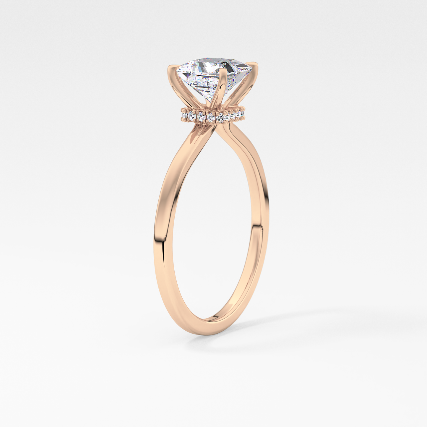 Princess Cut 1.04 Carat Moissanite Ring – Hidden Halo Setting in Gold