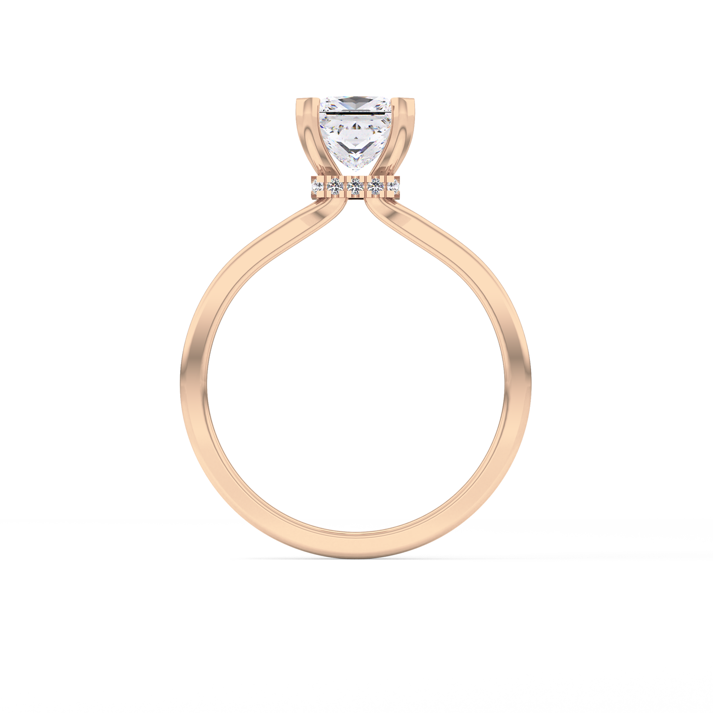 Princess Cut 1.04 Carat Moissanite Ring – Hidden Halo Setting in Gold
