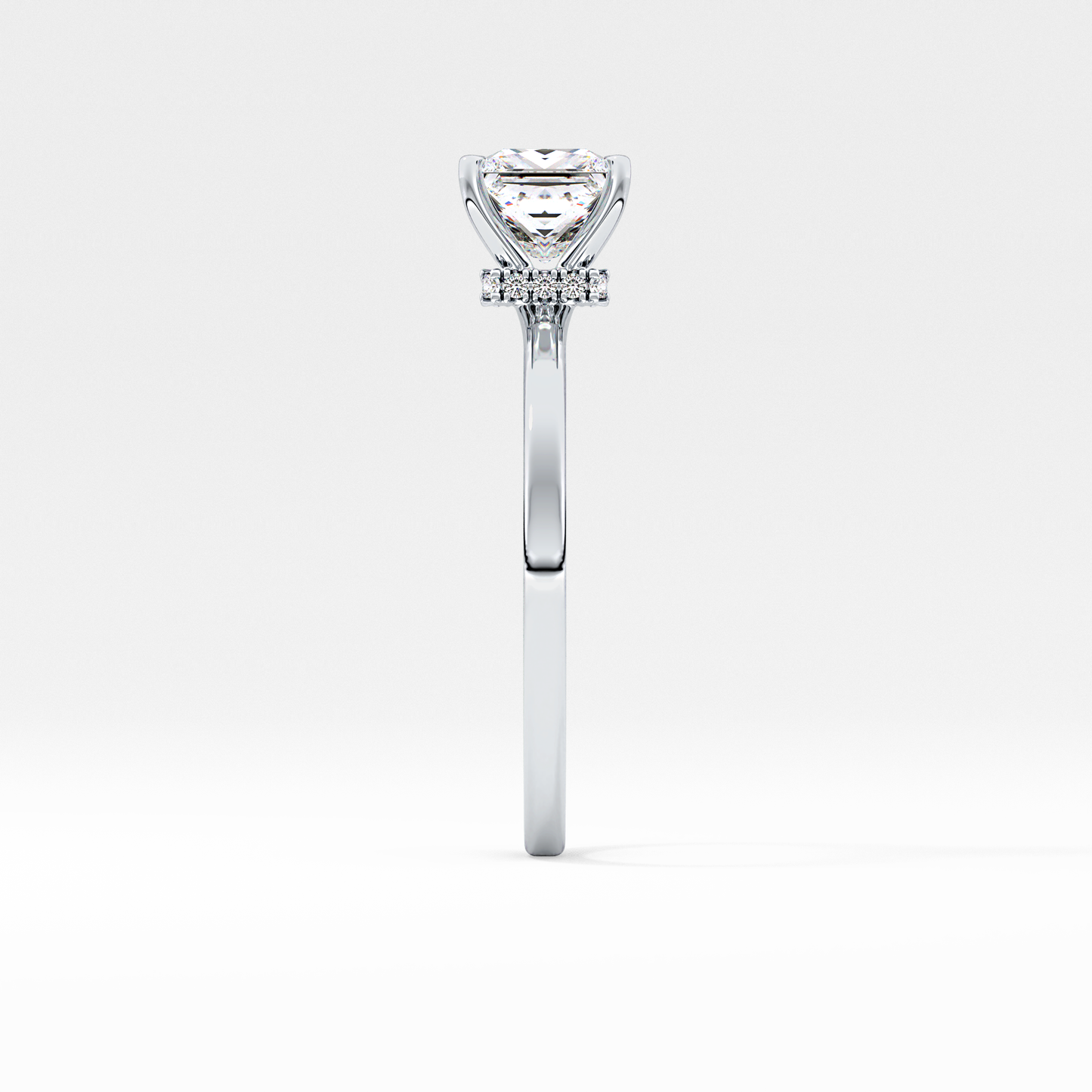 Princess Cut 1.04 Carat Moissanite Ring – Hidden Halo Setting in Gold