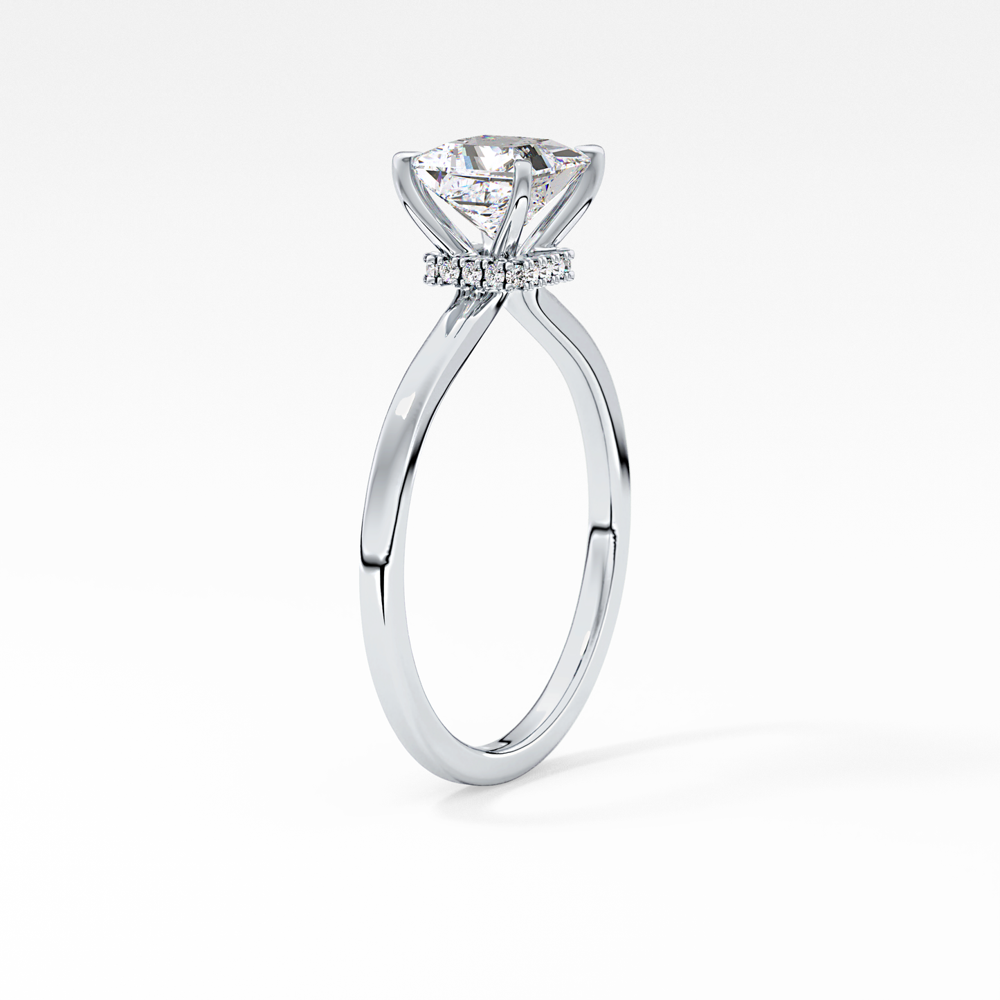 Princess Cut 1.04 Carat Moissanite Ring – Hidden Halo Setting in Gold