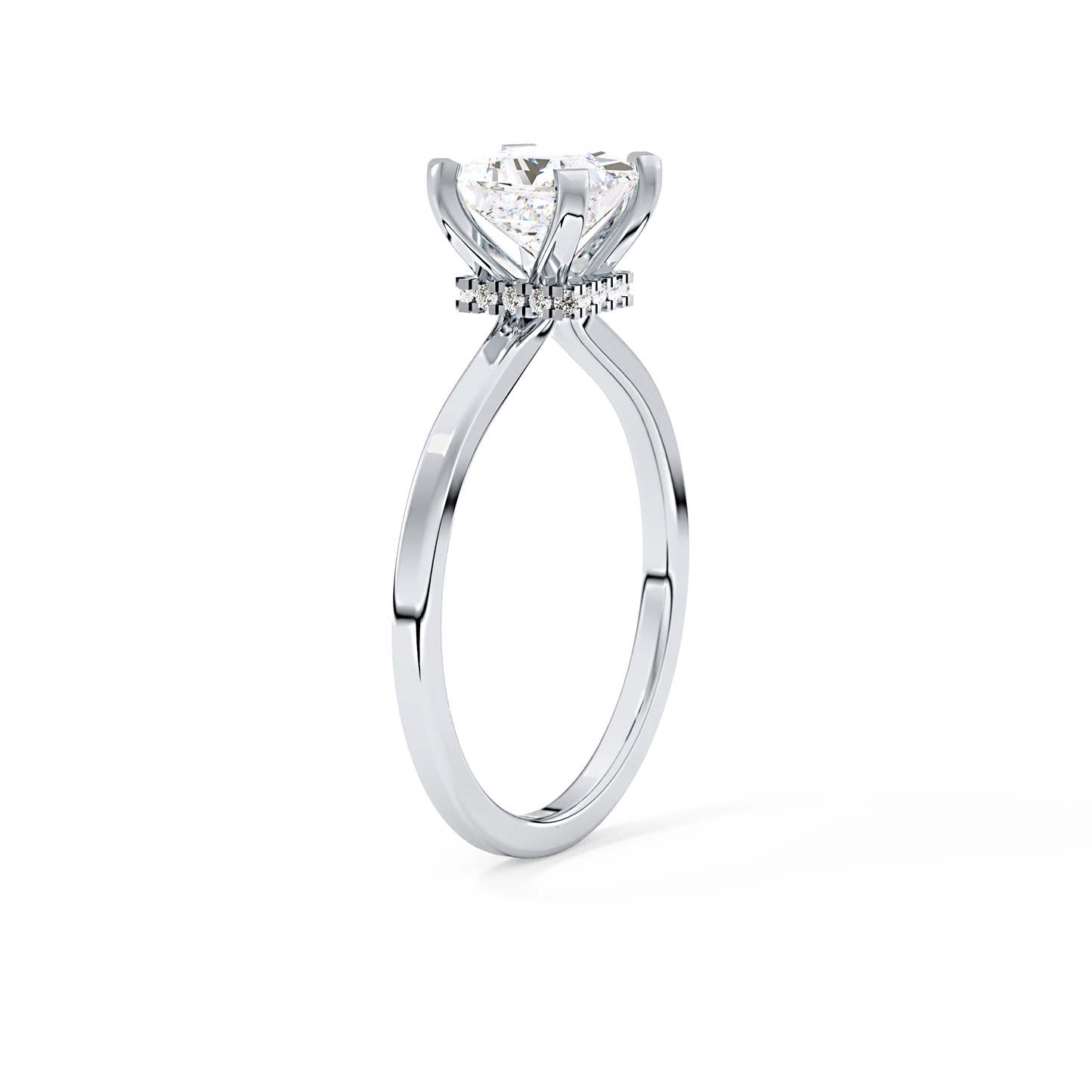 Princess Cut 1.04 Carat Moissanite Ring – Hidden Halo Setting in Gold