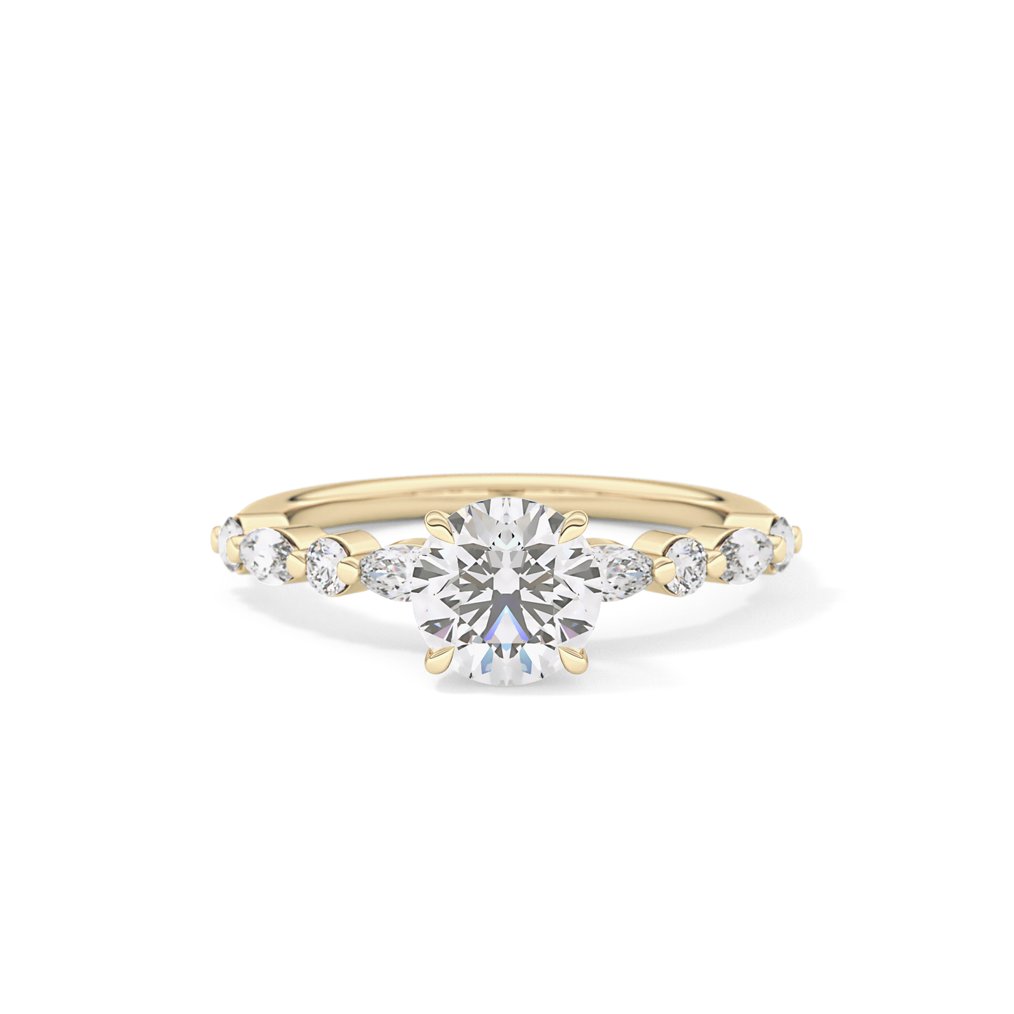Round Cut 1.15 Carat Moissanite Ring – Pave Setting in Gold