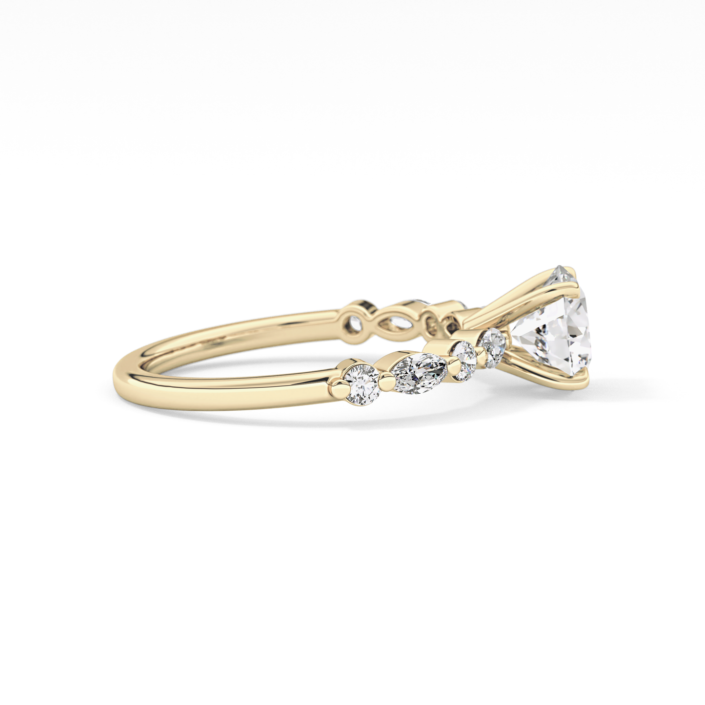 Round Cut 1.15 Carat Moissanite Ring – Pave Setting in Gold