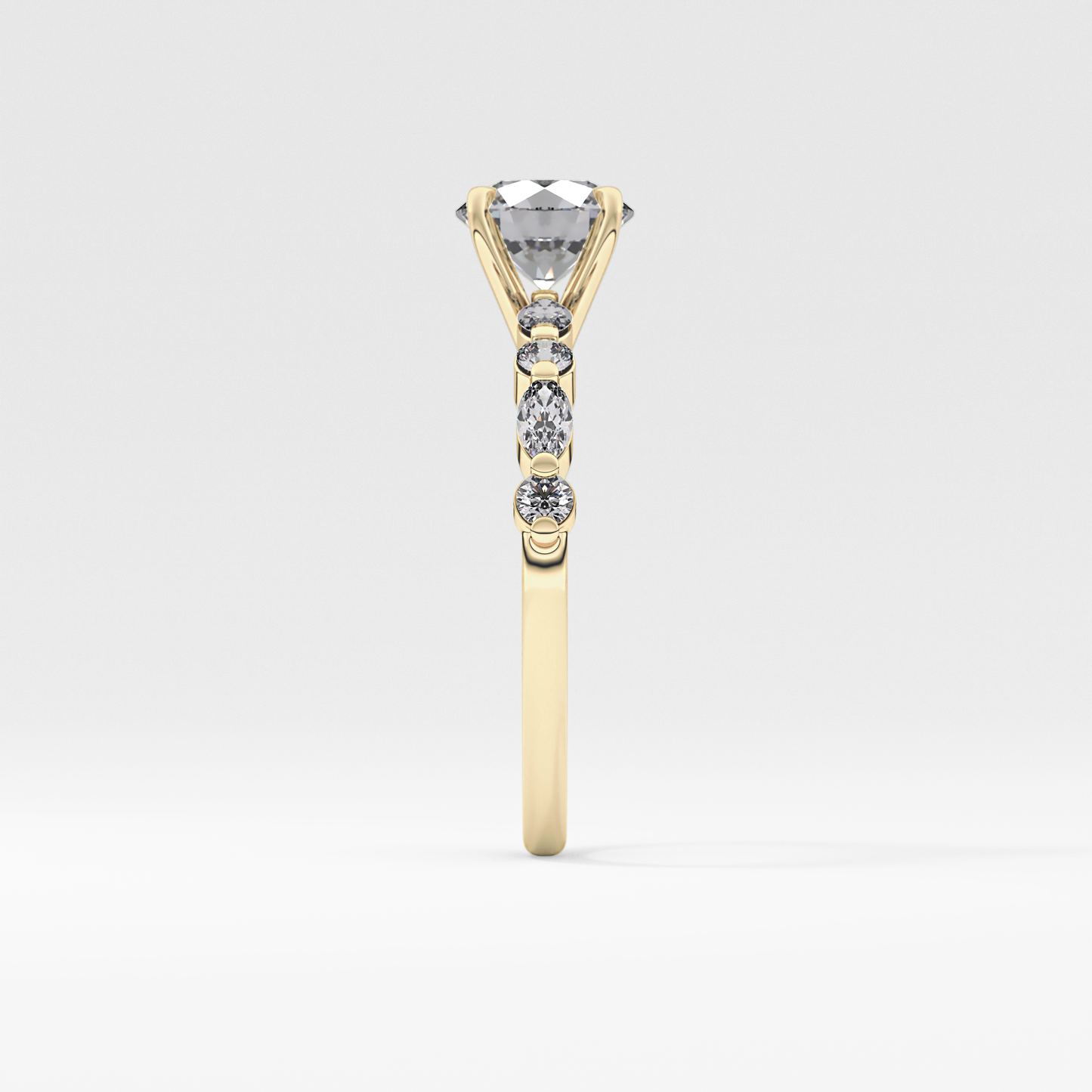 Round Cut 1.15 Carat Moissanite Ring – Pave Setting in Gold