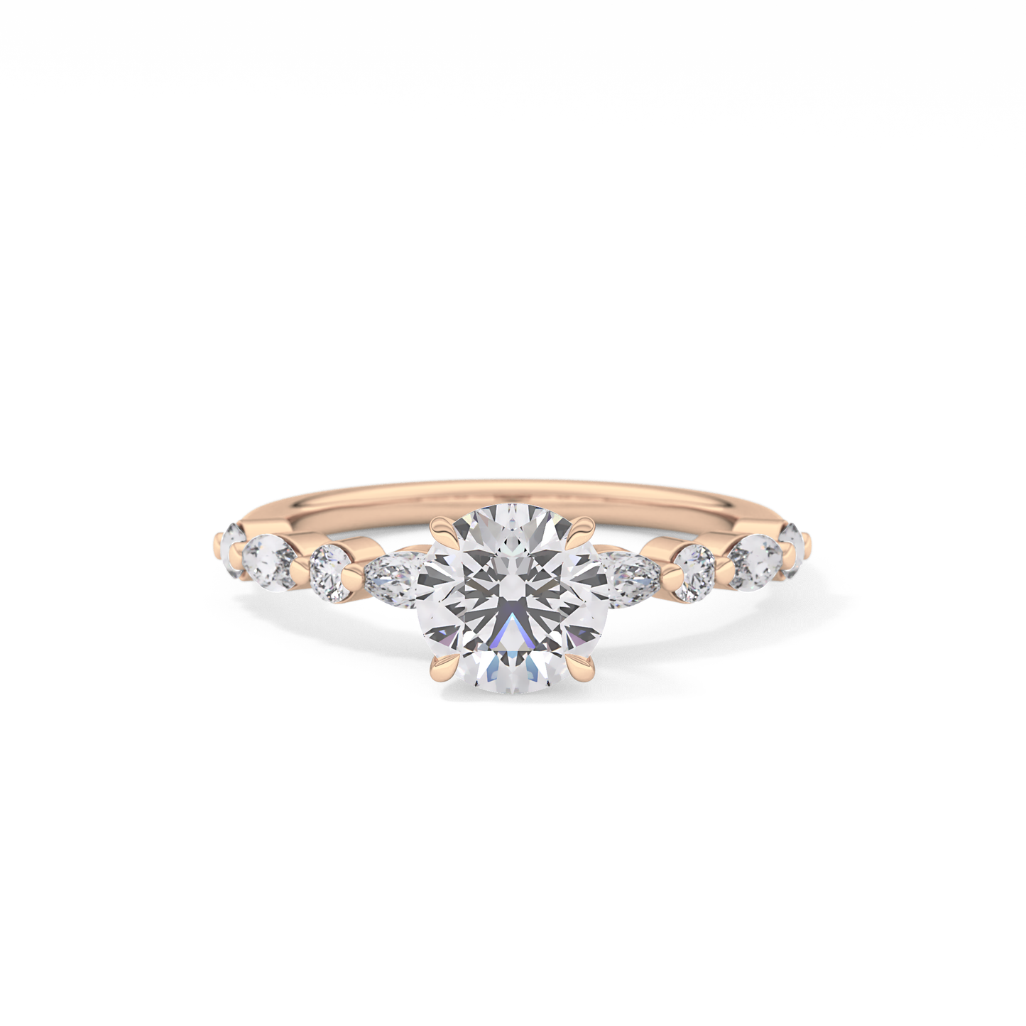 Round Cut 1.15 Carat Moissanite Ring – Pave Setting in Gold