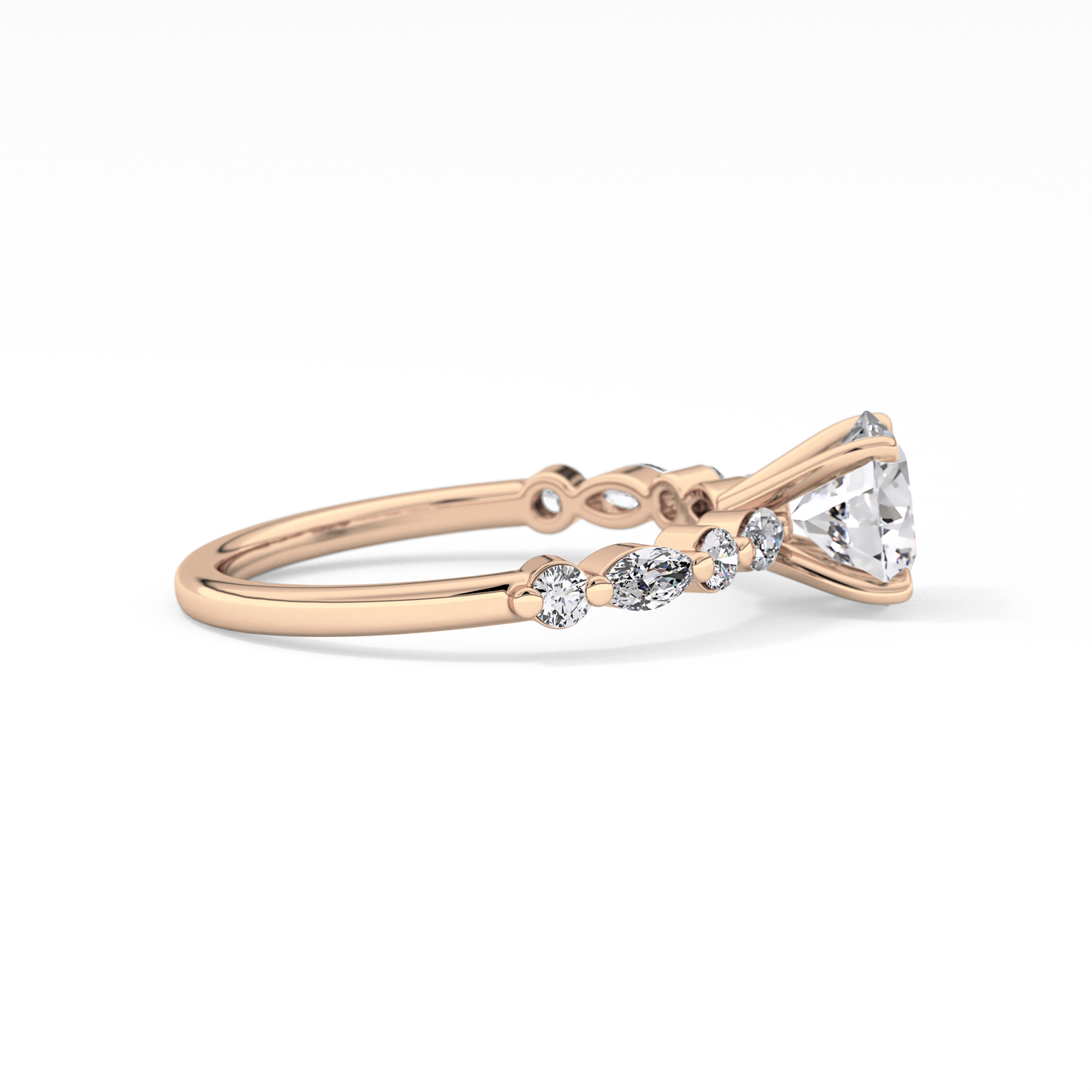 Round Cut 1.15 Carat Moissanite Ring – Pave Setting in Gold