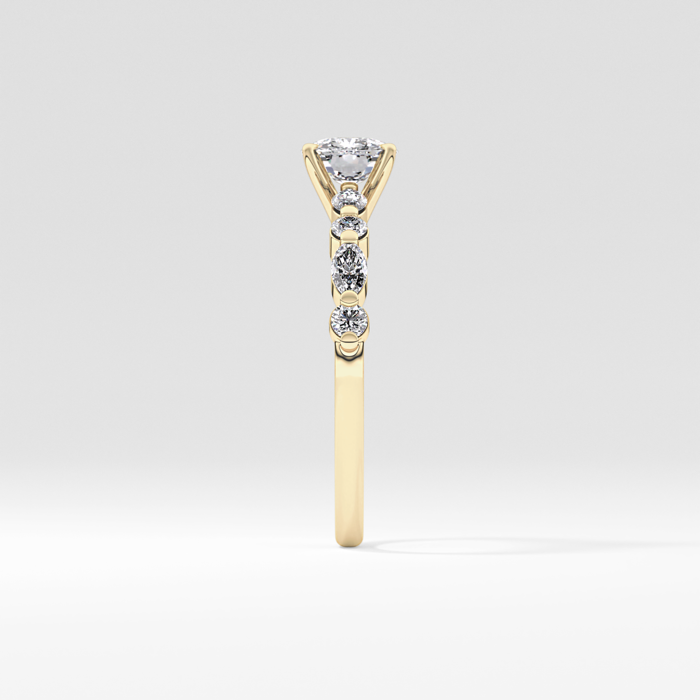Cushion Cut 0.87 Carat Moissanite Ring – Pave Setting in Gold