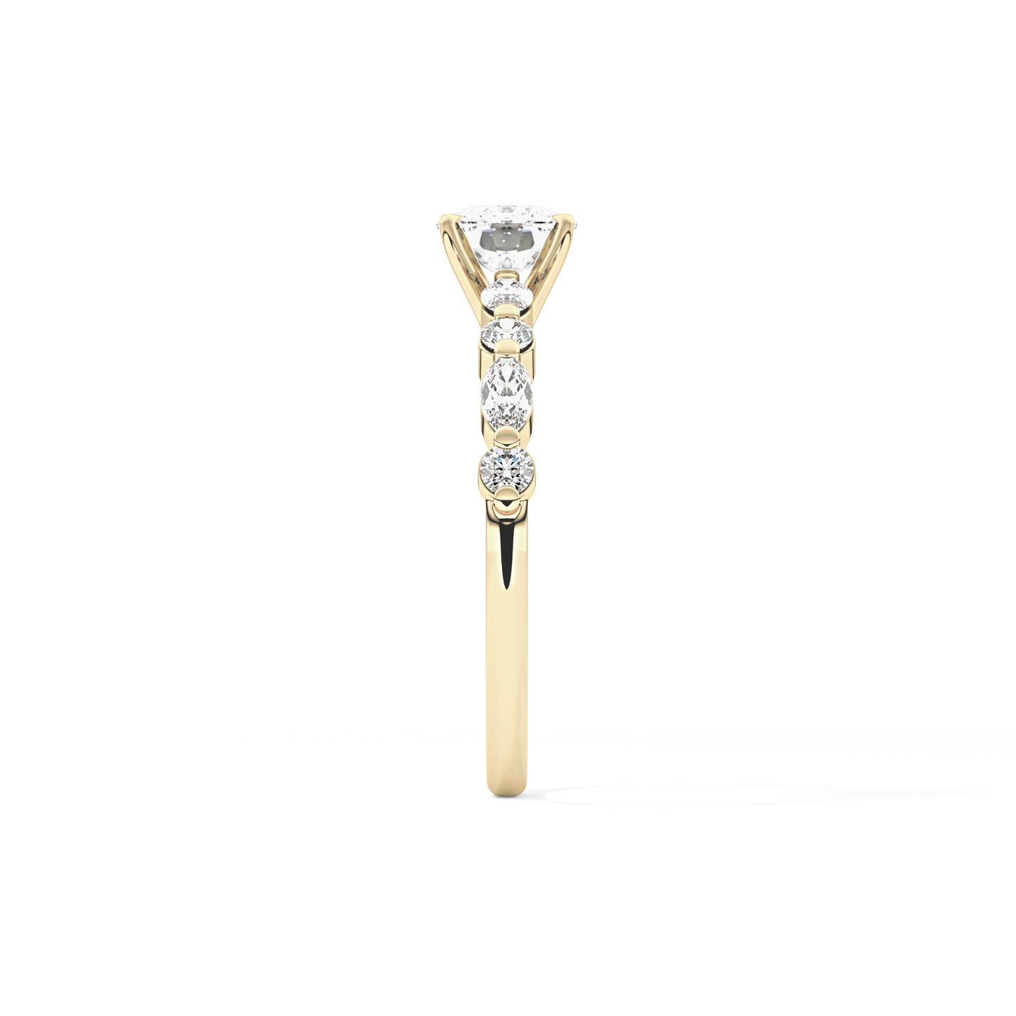 Cushion Cut 0.87 Carat Moissanite Ring – Pave Setting in Gold