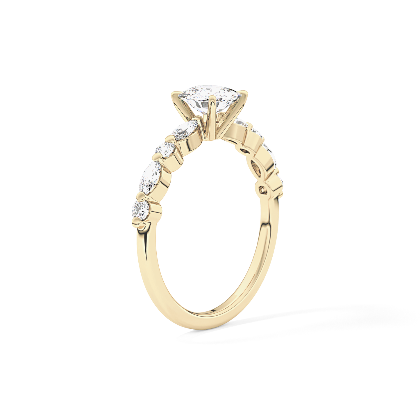 Cushion Cut 0.87 Carat Moissanite Ring – Pave Setting in Gold