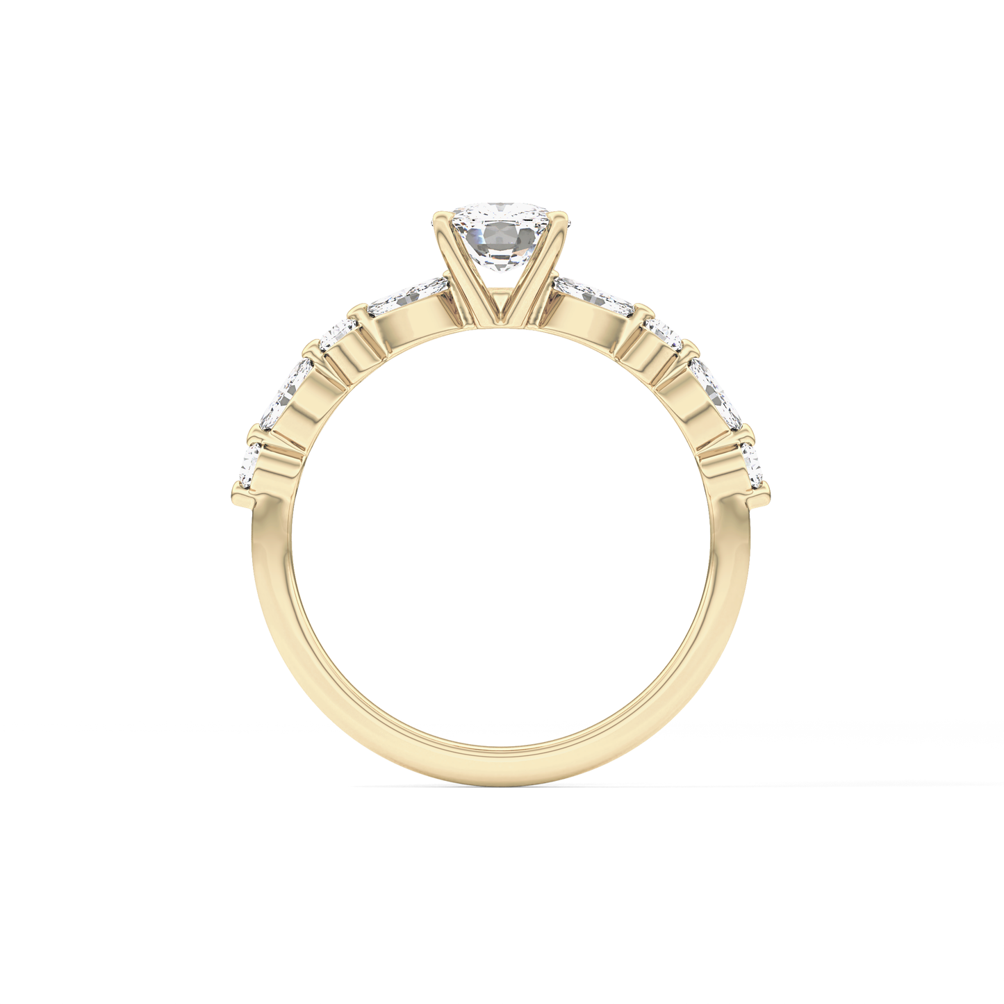 Cushion Cut 0.87 Carat Moissanite Ring – Pave Setting in Gold