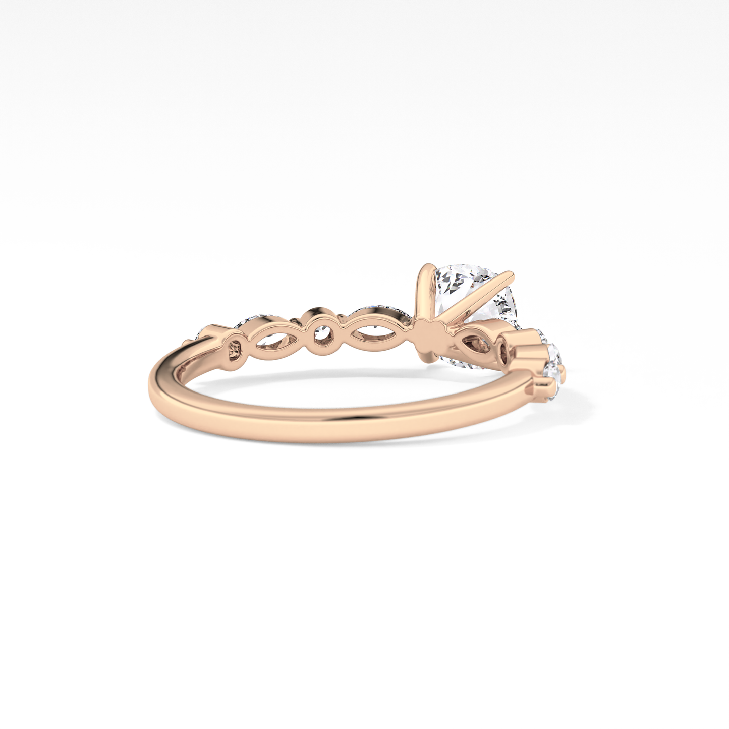 Cushion Cut 0.87 Carat Moissanite Ring – Pave Setting in Gold