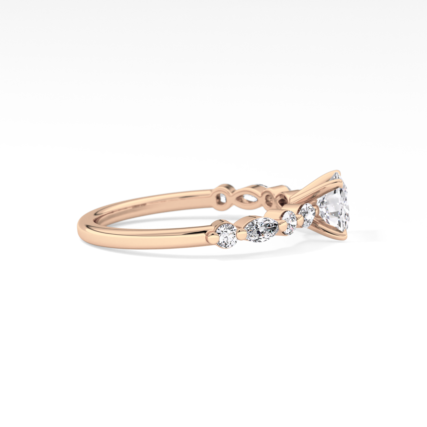 Cushion Cut 0.87 Carat Moissanite Ring – Pave Setting in Gold