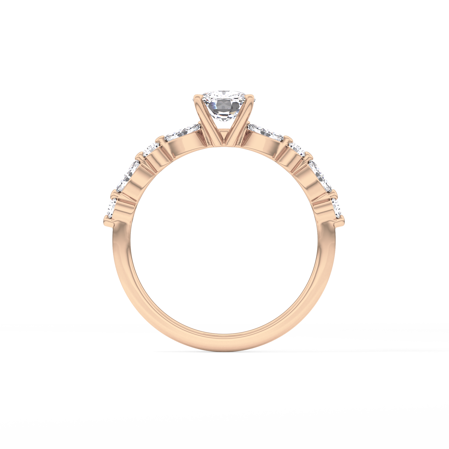 Cushion Cut 0.87 Carat Moissanite Ring – Pave Setting in Gold