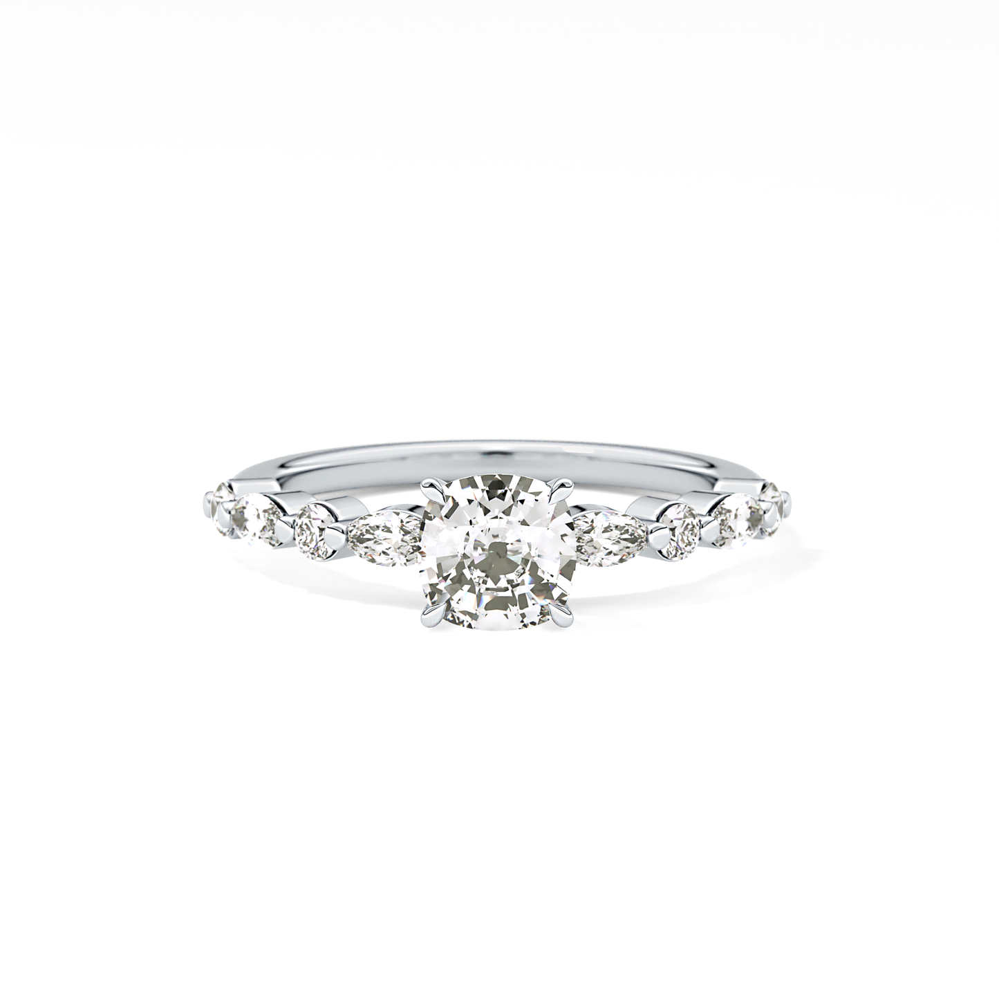Cushion Cut 0.87 Carat Moissanite Ring – Pave Setting in Gold
