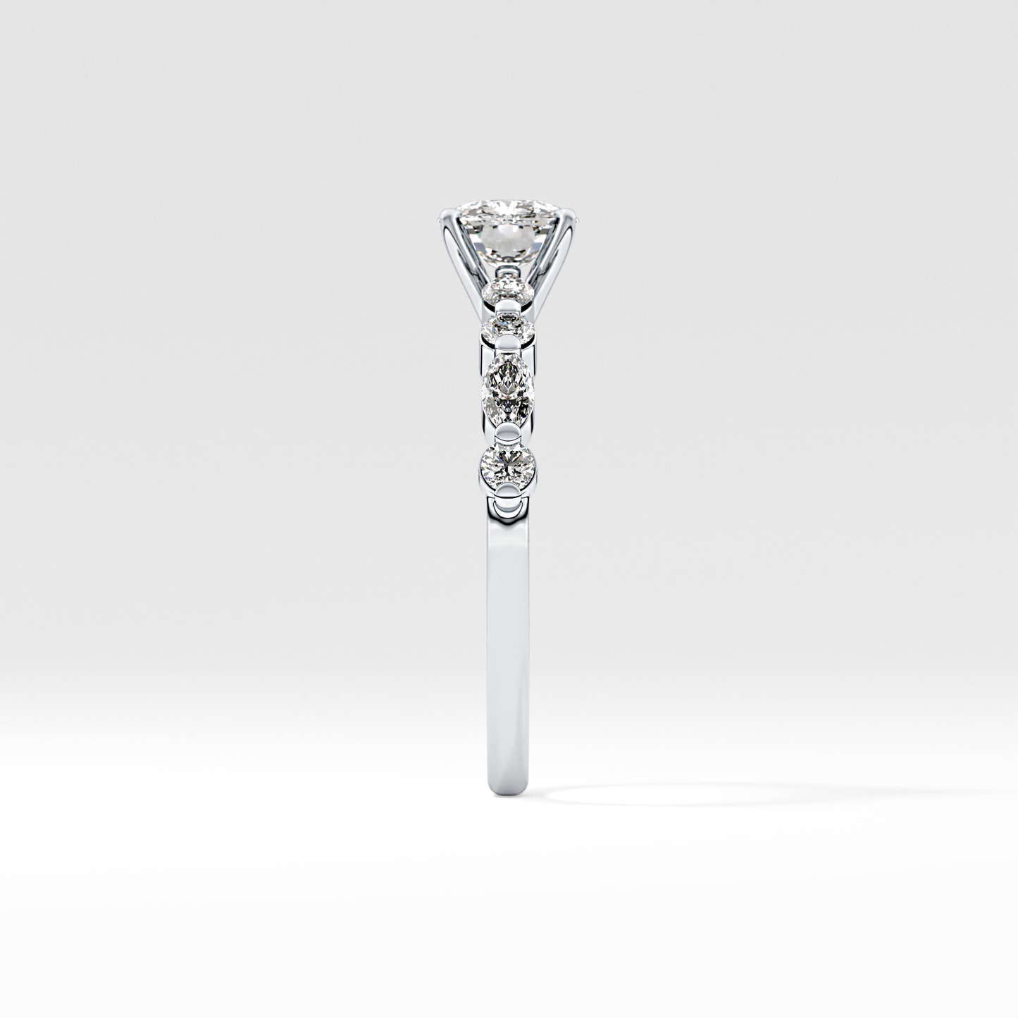 Cushion Cut 0.87 Carat Moissanite Ring – Pave Setting in Gold