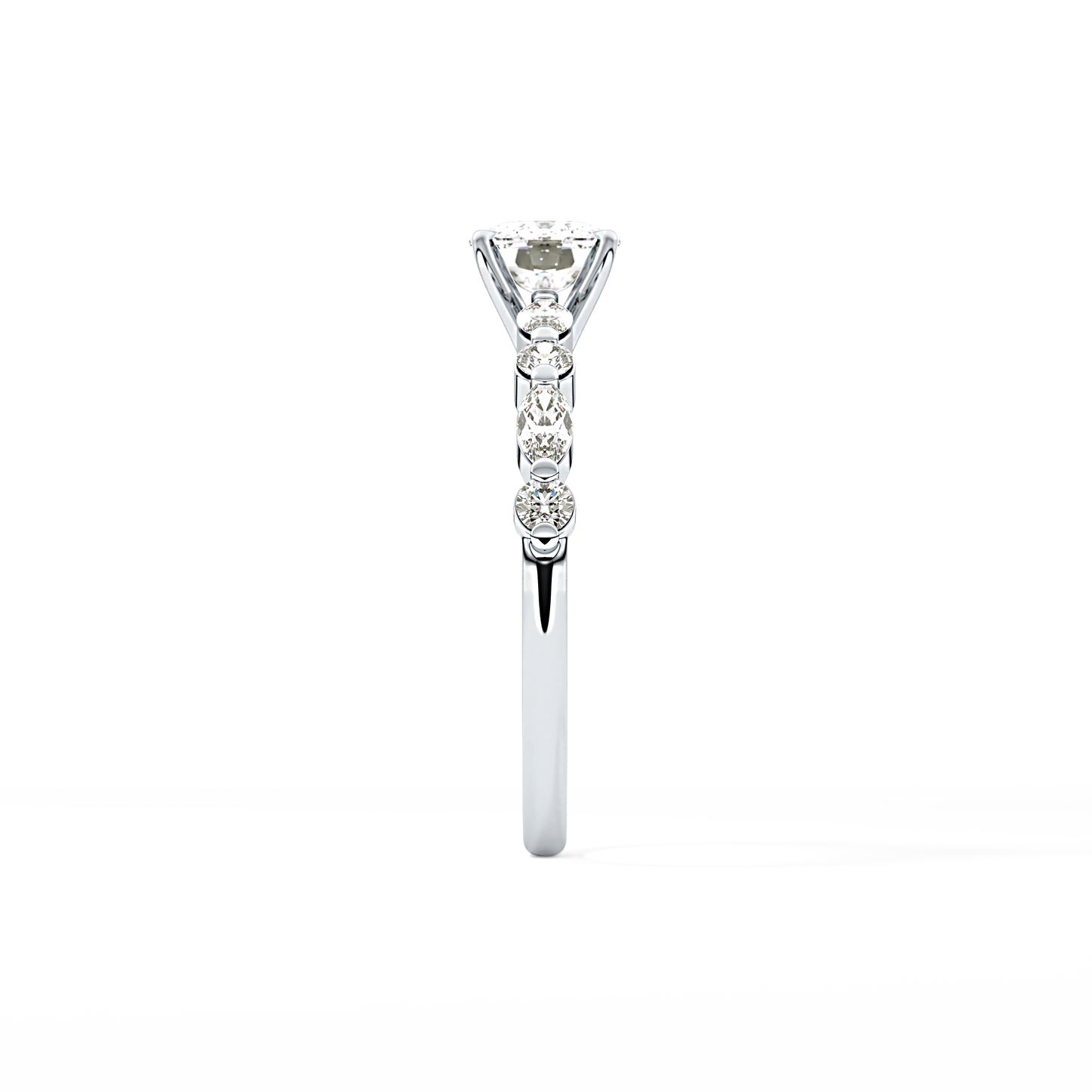 Cushion Cut 0.87 Carat Moissanite Ring – Pave Setting in Gold