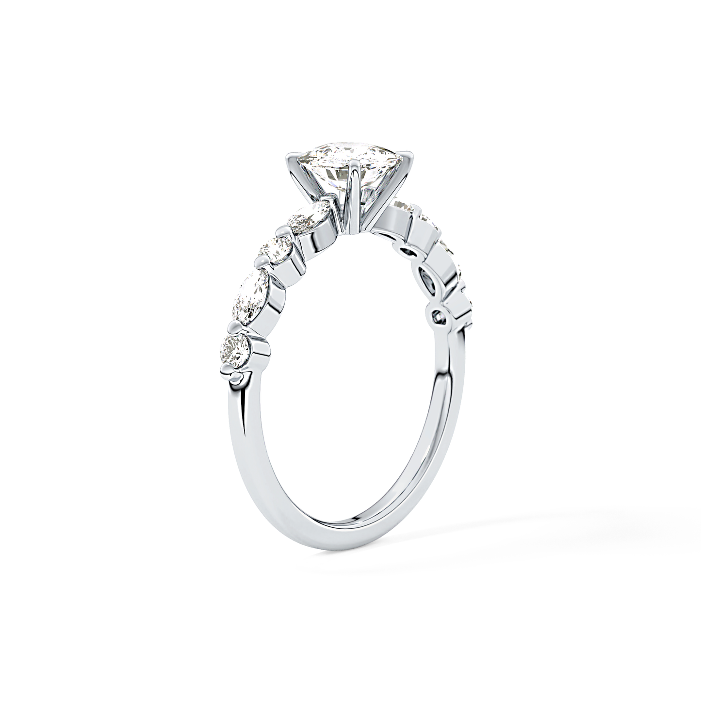 Cushion Cut 0.87 Carat Moissanite Ring – Pave Setting in Gold