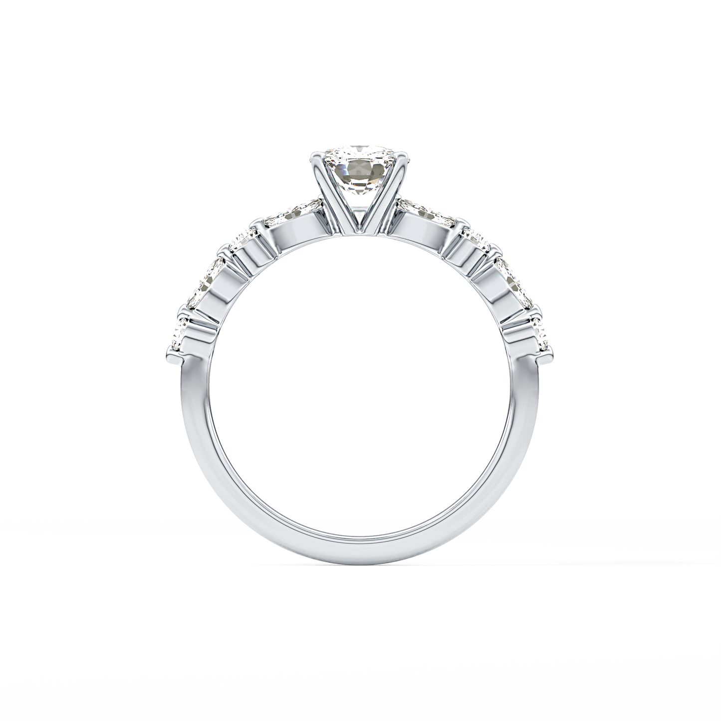 Cushion Cut 0.87 Carat Moissanite Ring – Pave Setting in Gold