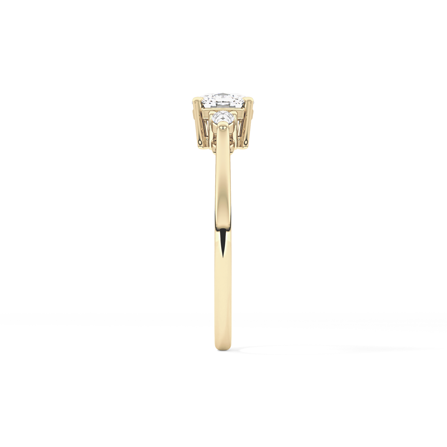 Cushion Cut 0.95 Carat Moissanite Ring – Three Stones Setting in Gold