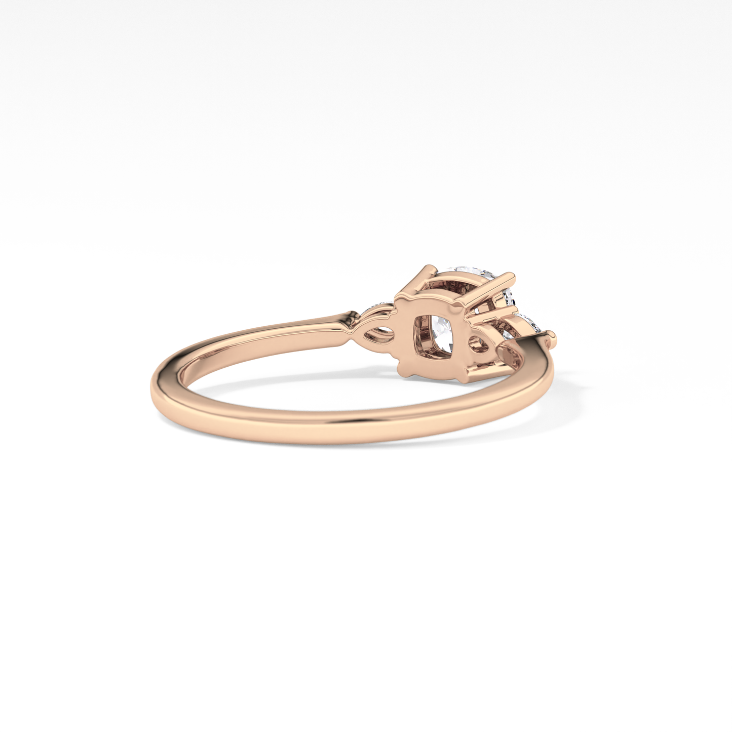 Cushion Cut 0.95 Carat Moissanite Ring – Three Stones Setting in Gold