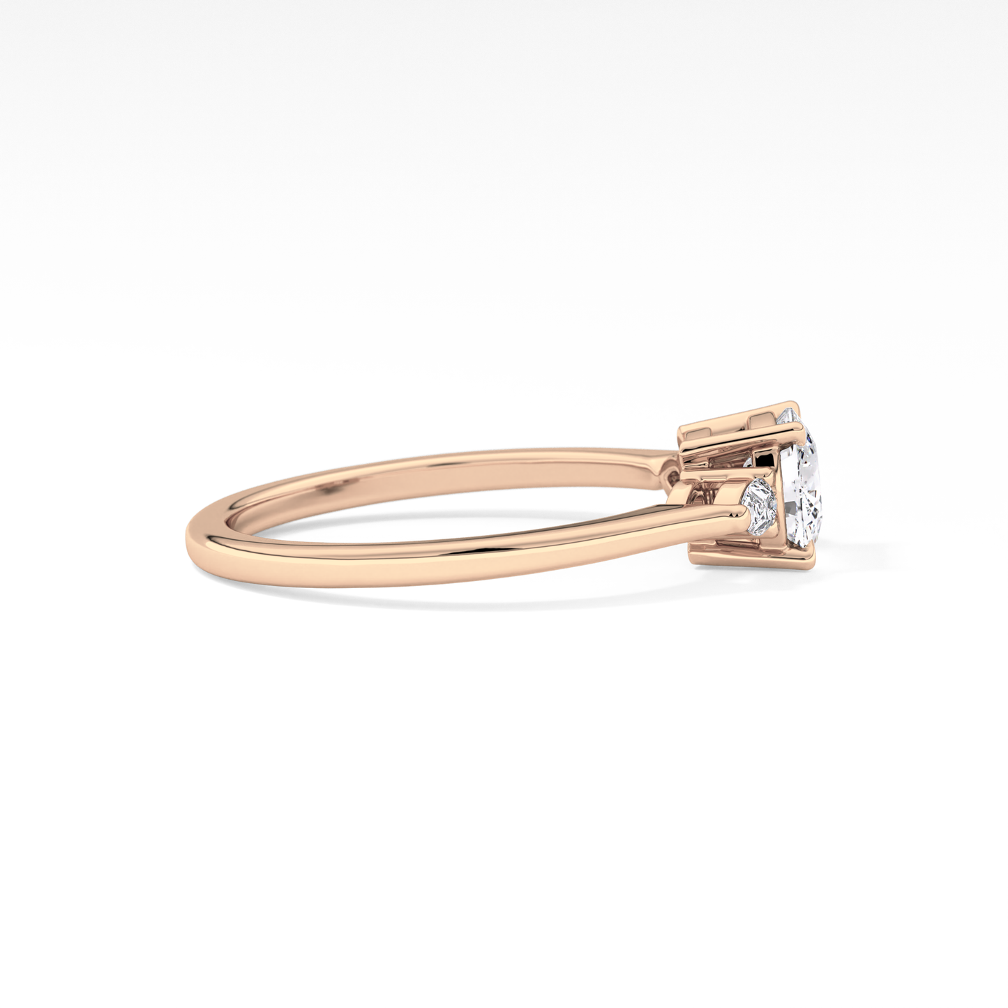 Cushion Cut 0.95 Carat Moissanite Ring – Three Stones Setting in Gold