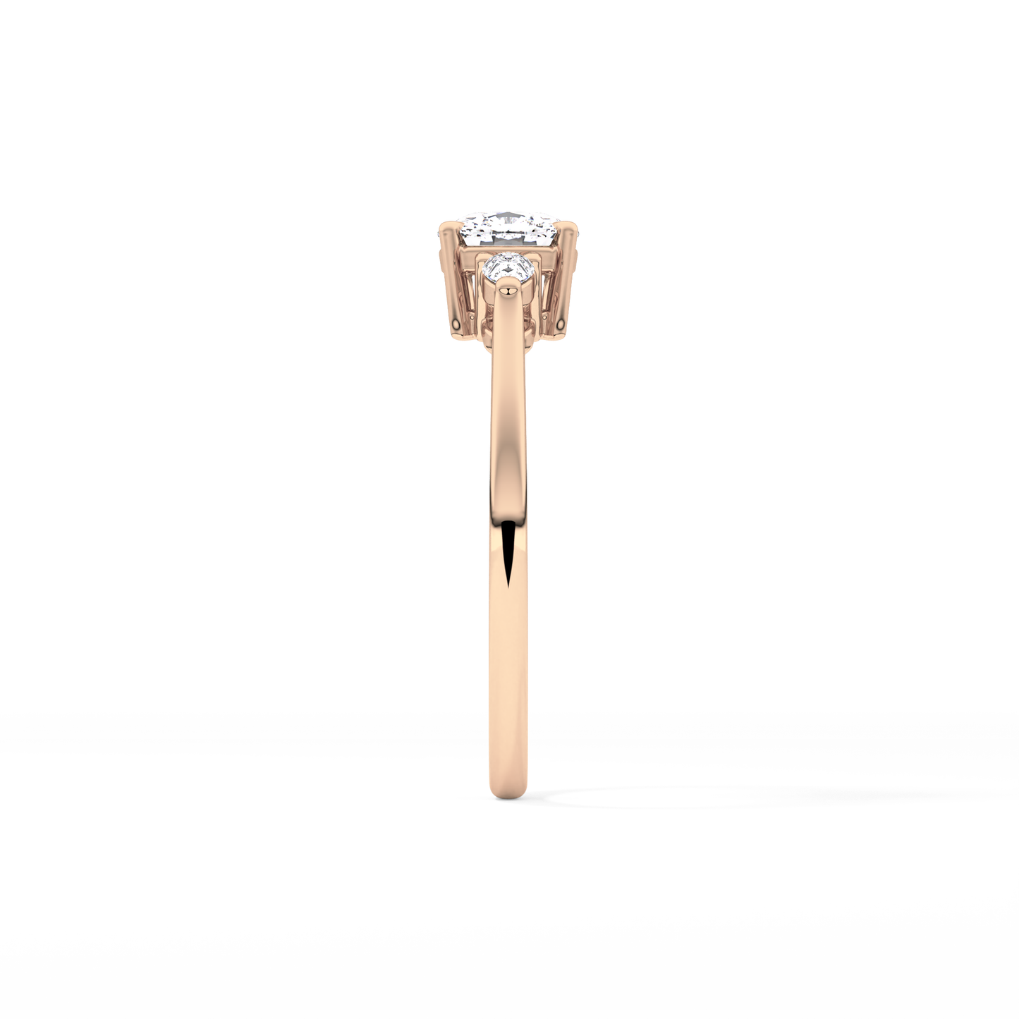 Cushion Cut 0.95 Carat Moissanite Ring – Three Stones Setting in Gold