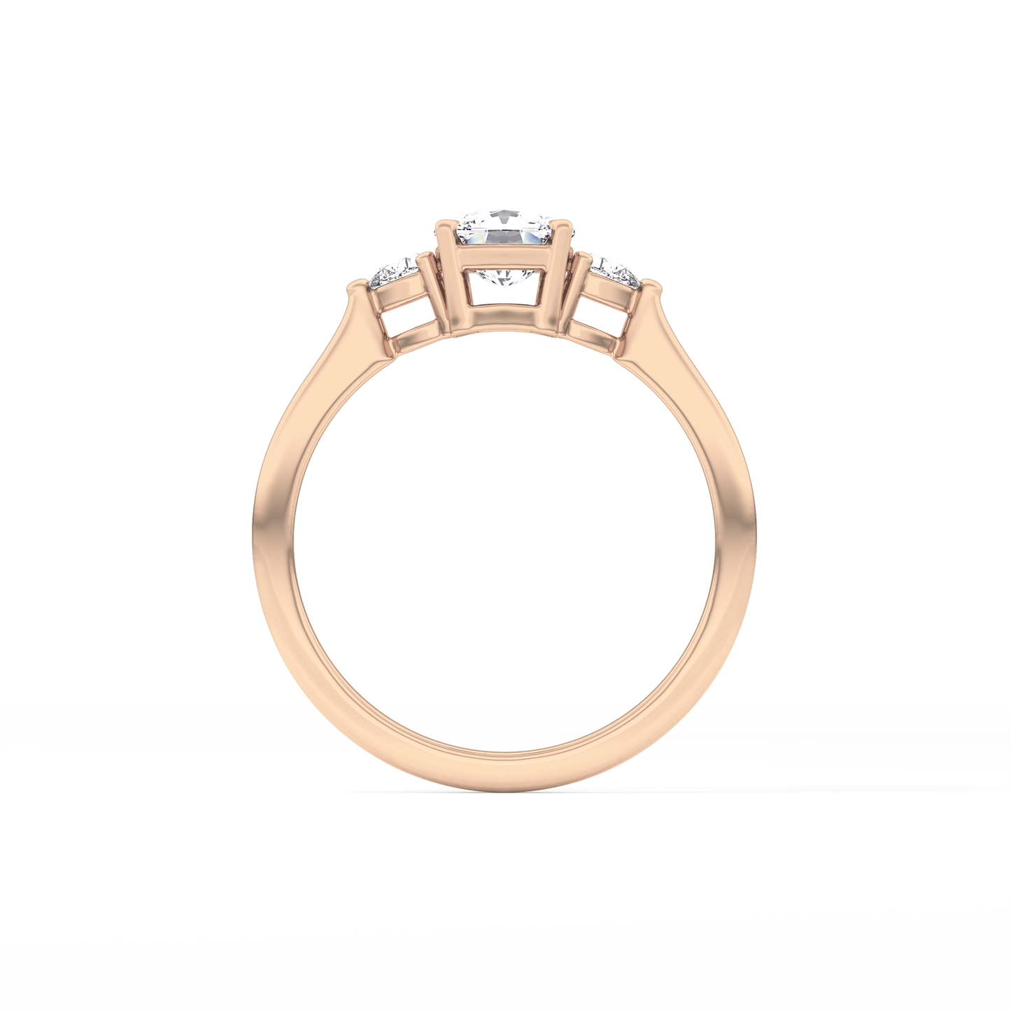 Cushion Cut 0.95 Carat Moissanite Ring – Three Stones Setting in Gold