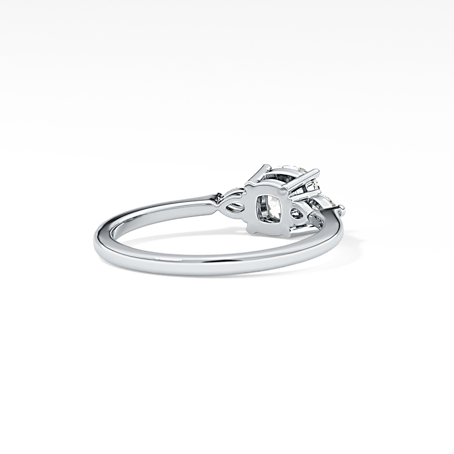 Cushion Cut 0.95 Carat Moissanite Ring – Three Stones Setting in Gold
