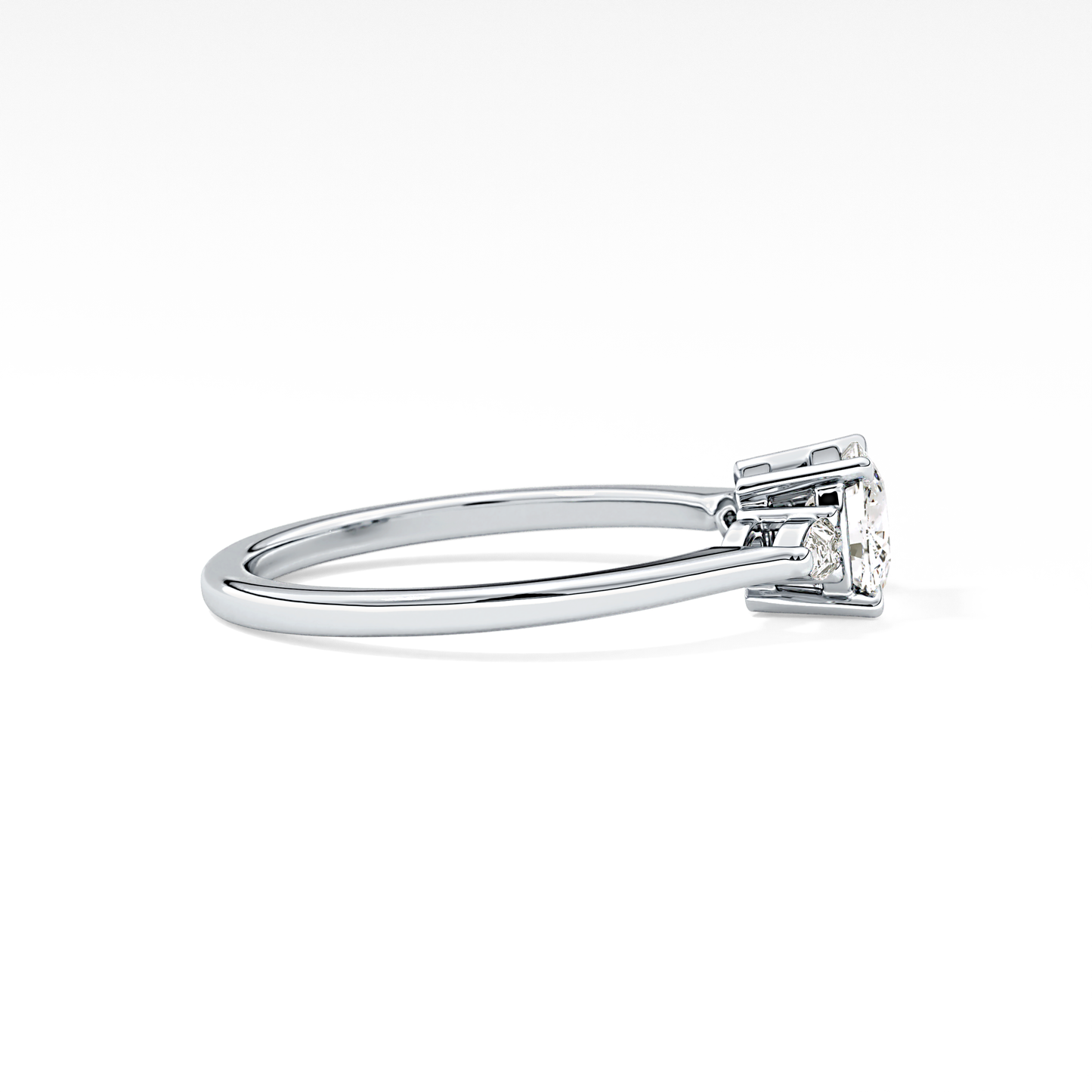 Cushion Cut 0.95 Carat Moissanite Ring – Three Stones Setting in Gold